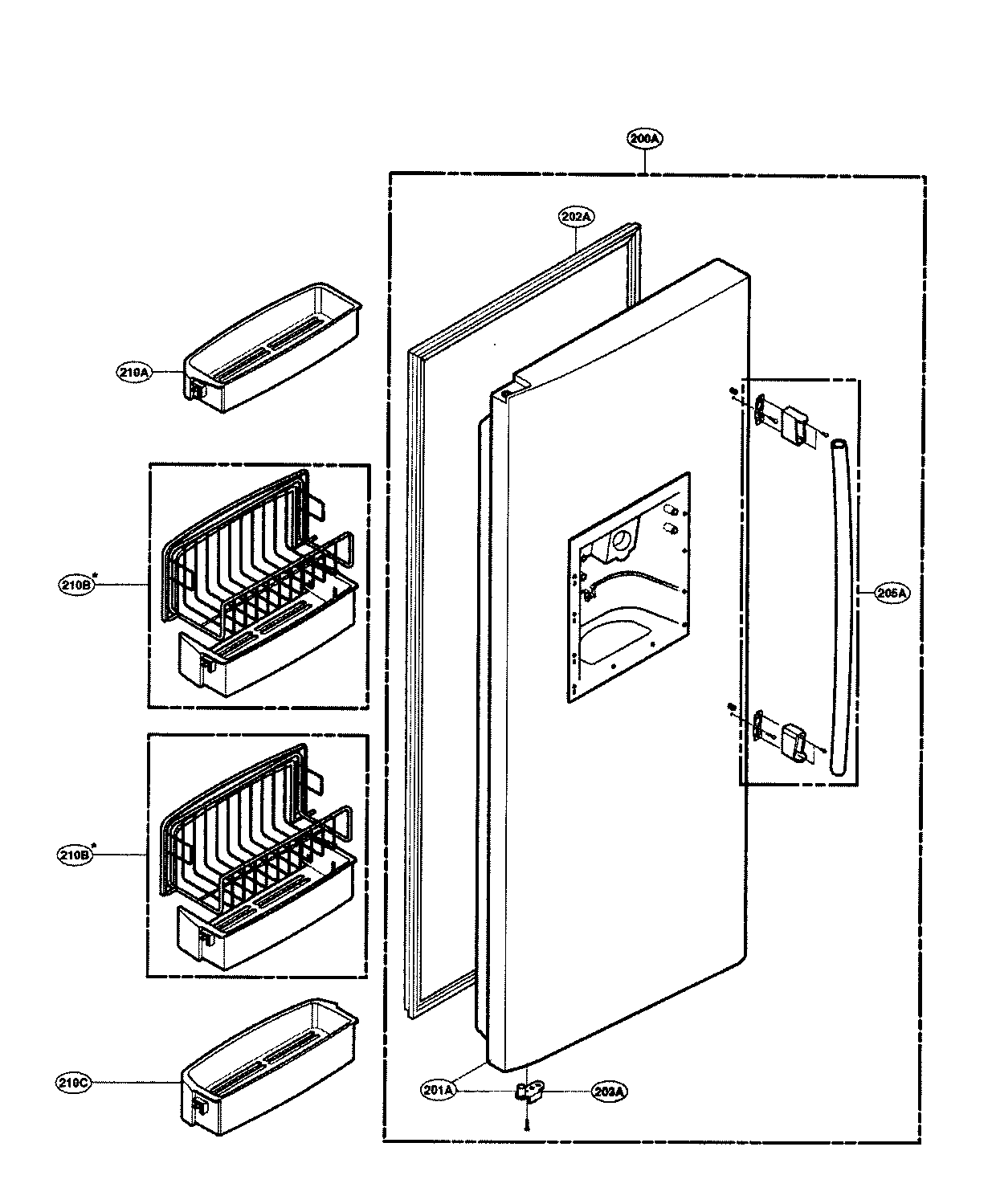 LG LSC26945TT freezer door parts diagram