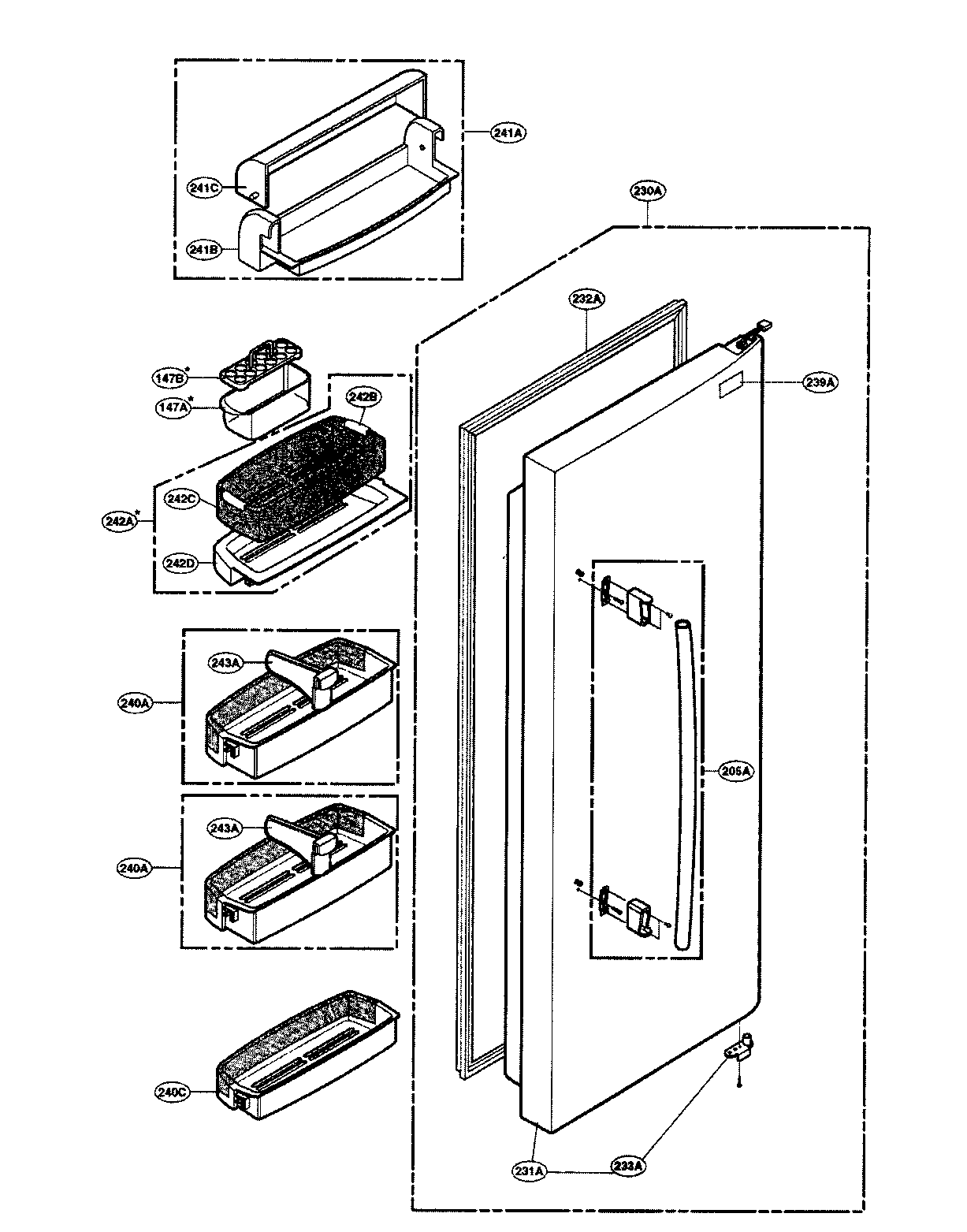 LG LSC26945TT refrigerator door parts diagram