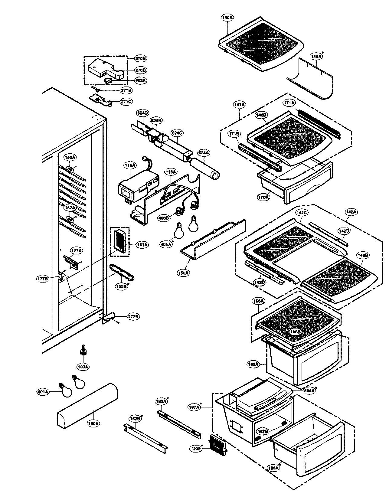LG LSC26945TT freezer compartment 2 diagram
