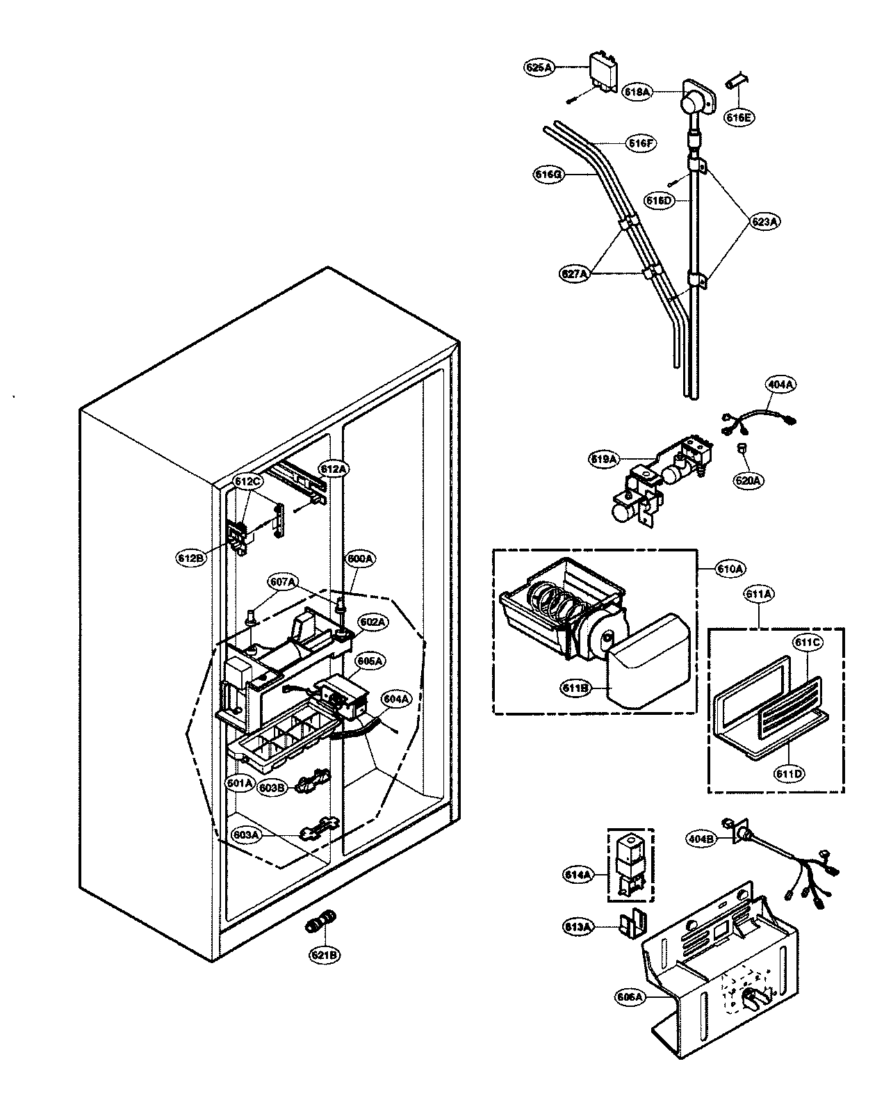 LG LSC26945TT ice/water parts diagram
