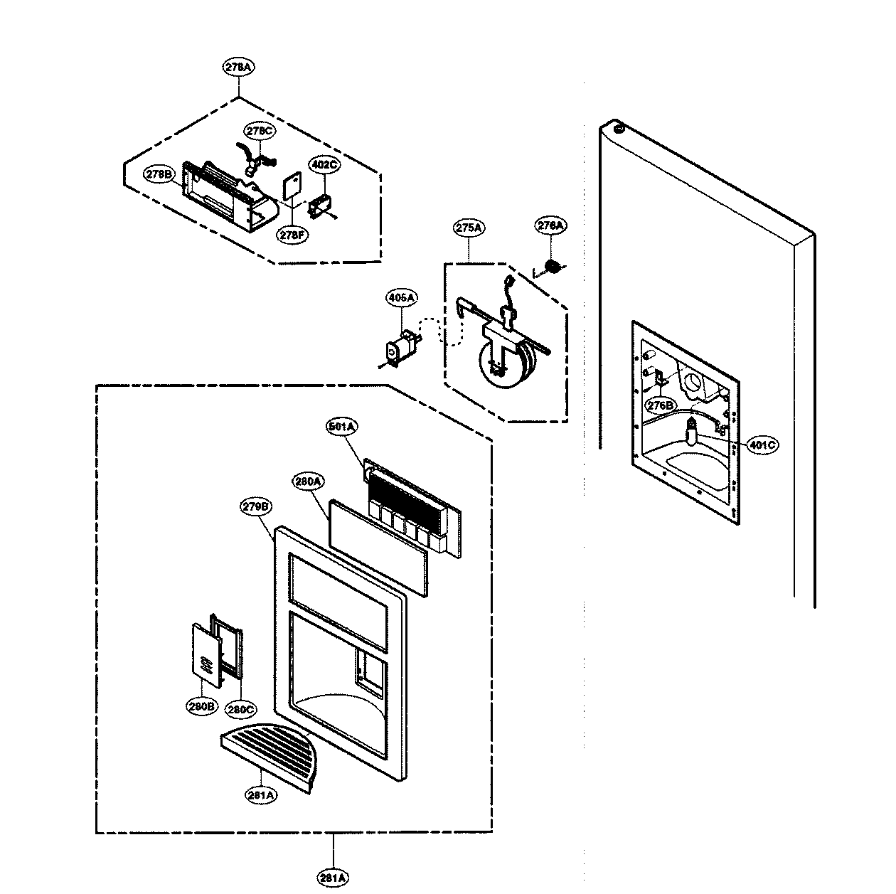 LG LSC26945TT dispenser parts diagram