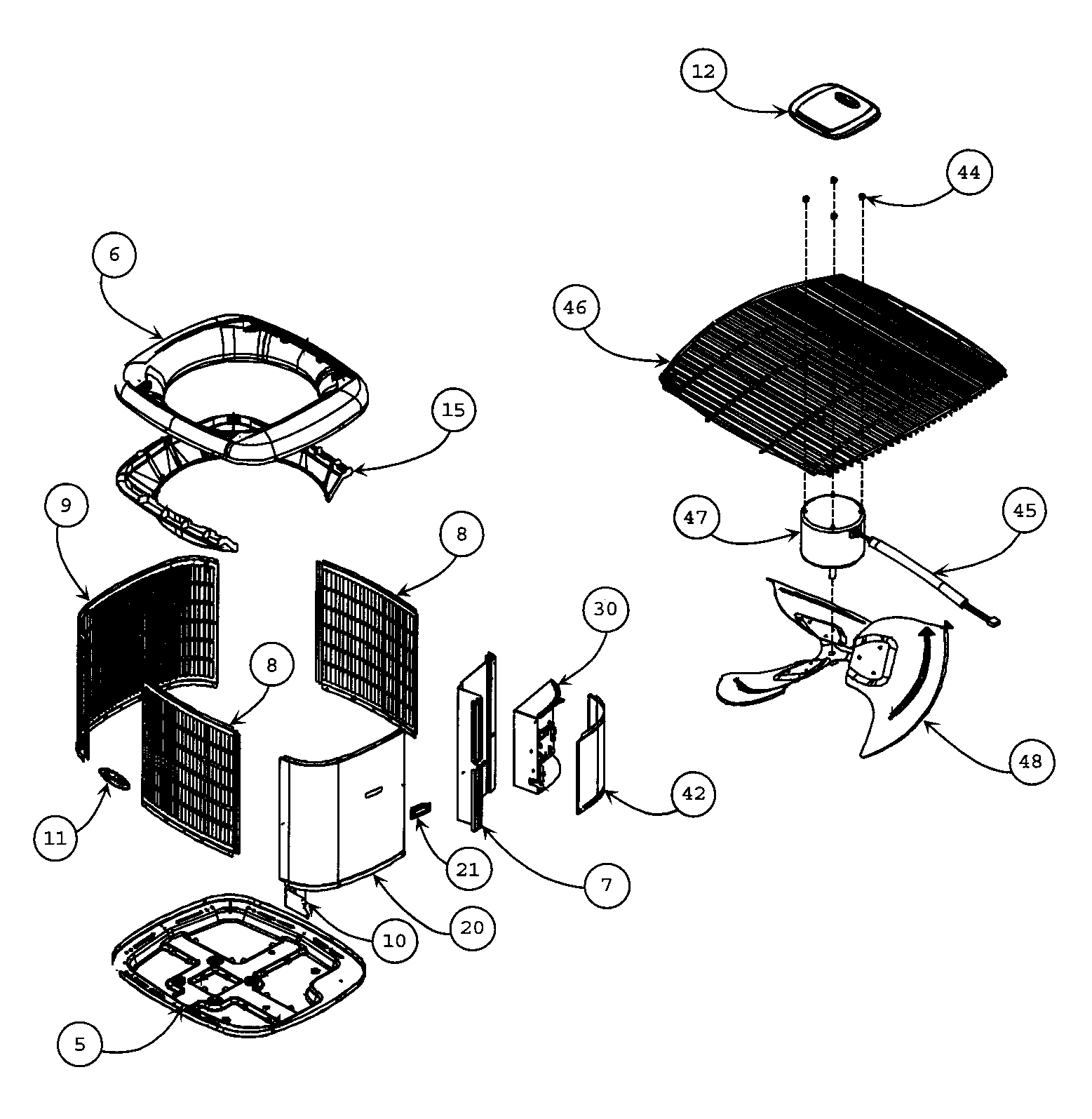 Carrier 24ANA148A0030030 cabinet parts 1 diagram