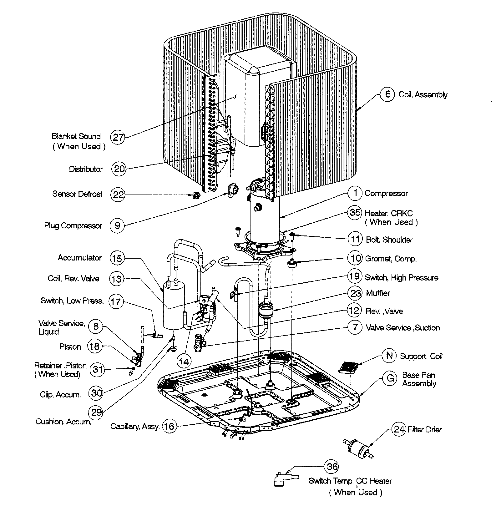 ICP T4H418GKB100 inside cabinet parts diagram