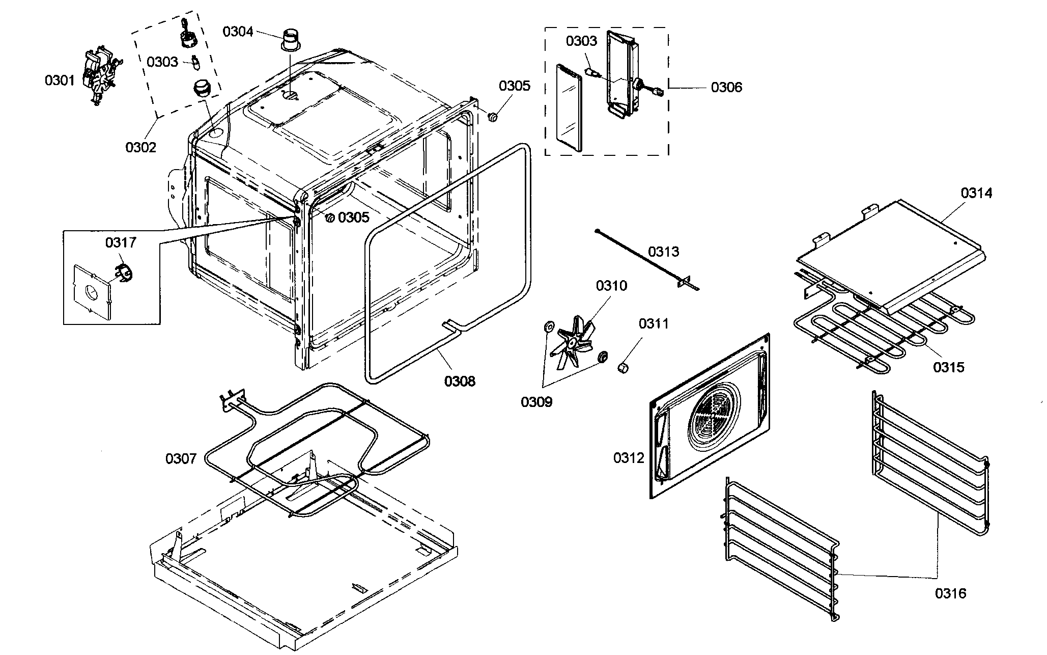Thermador M271ES01 cabinet parts diagram