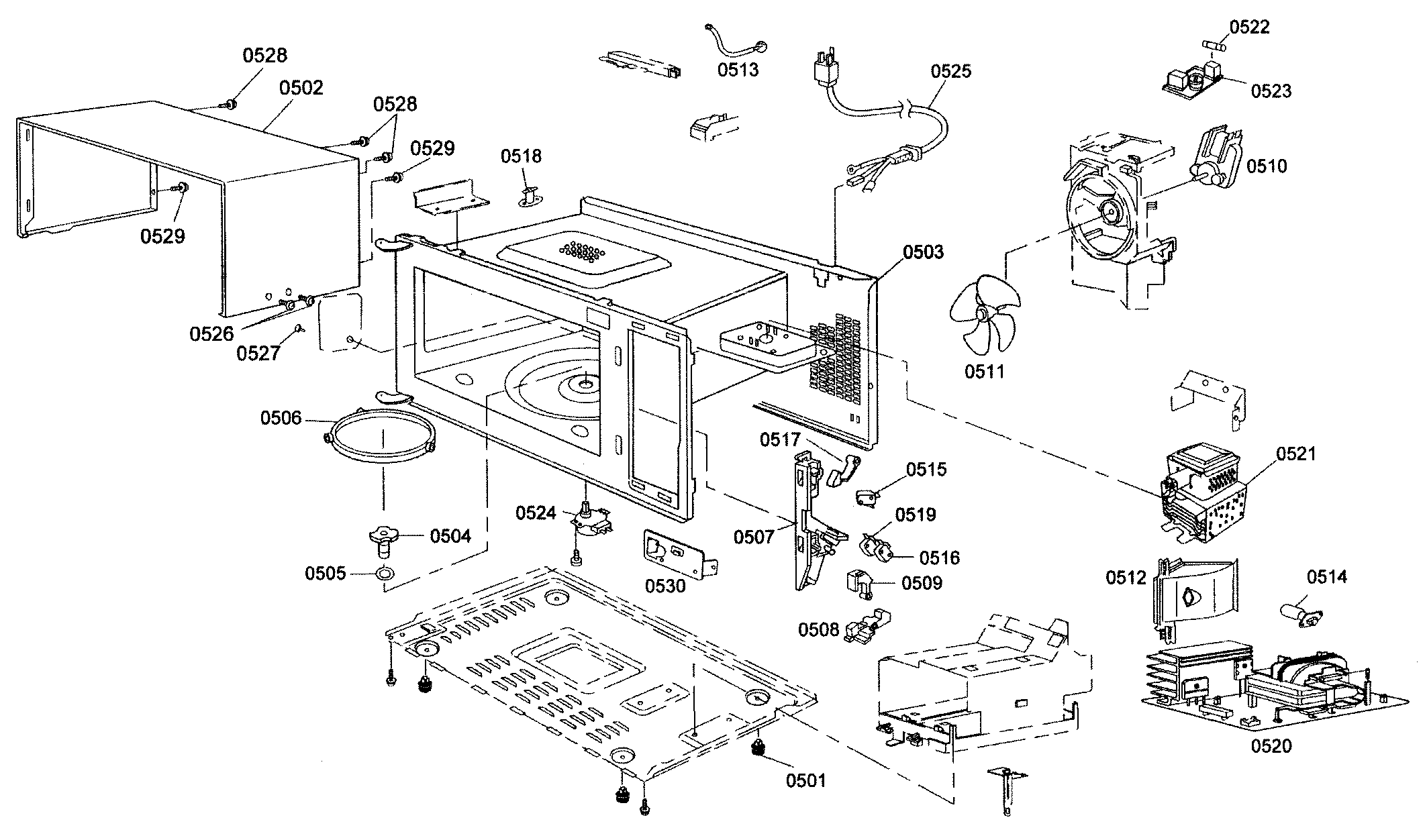 Thermador MEM271EB01 microwave parts diagram