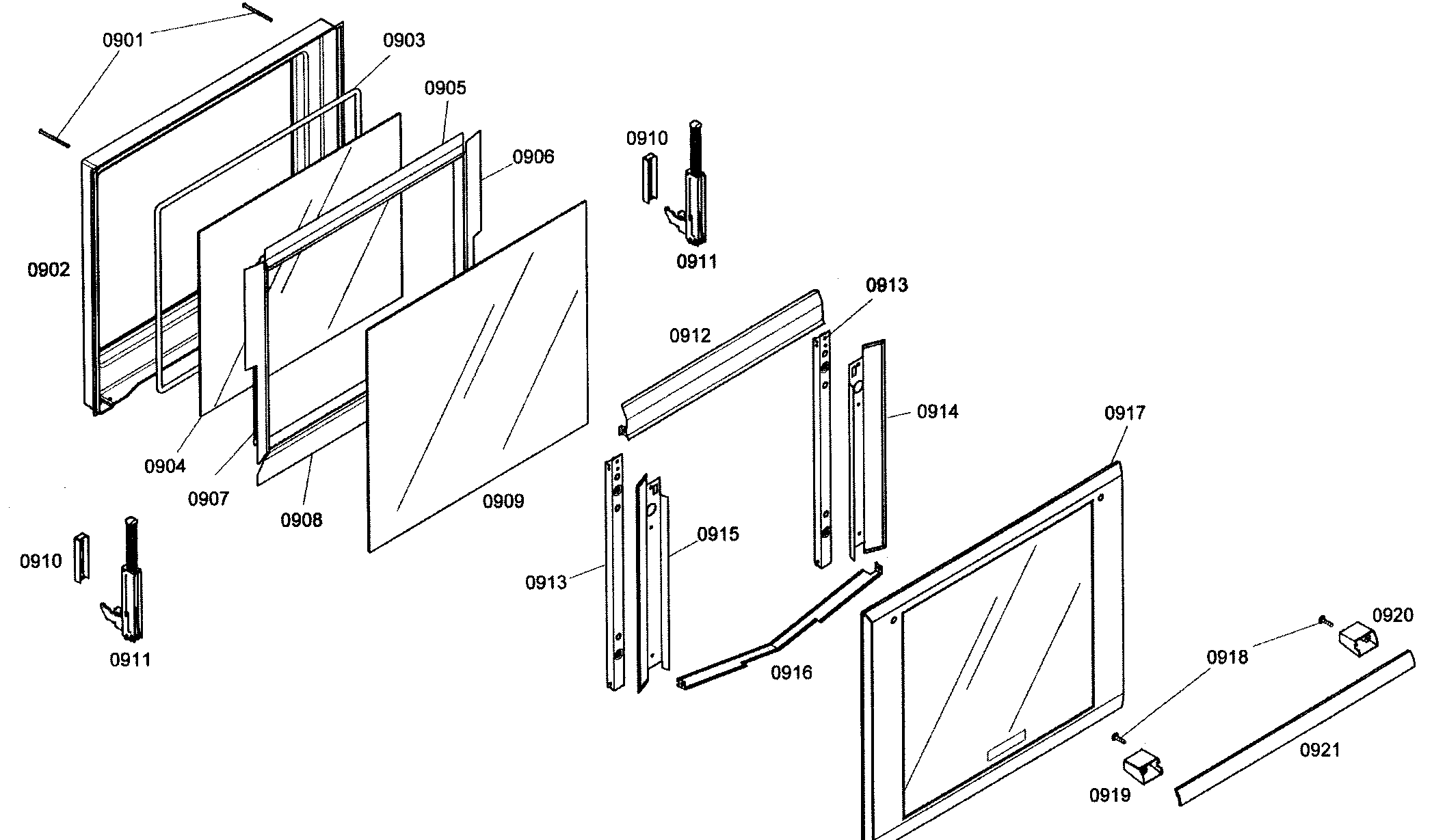 Thermador MEM271ES01 oven door diagram