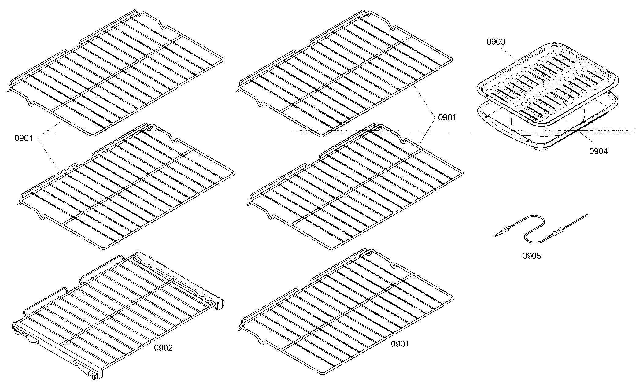 Thermador MED302EB01 shelfs diagram