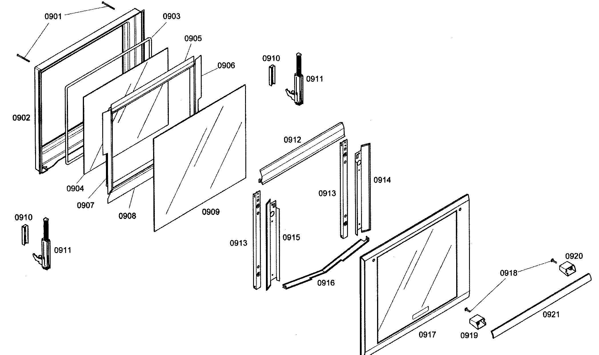 Thermador MEMW271ES01 top oven door diagram