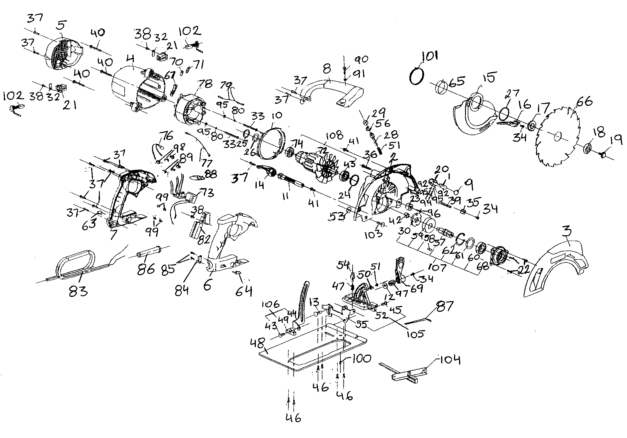 Craftsman 32010870 saw assy diagram
