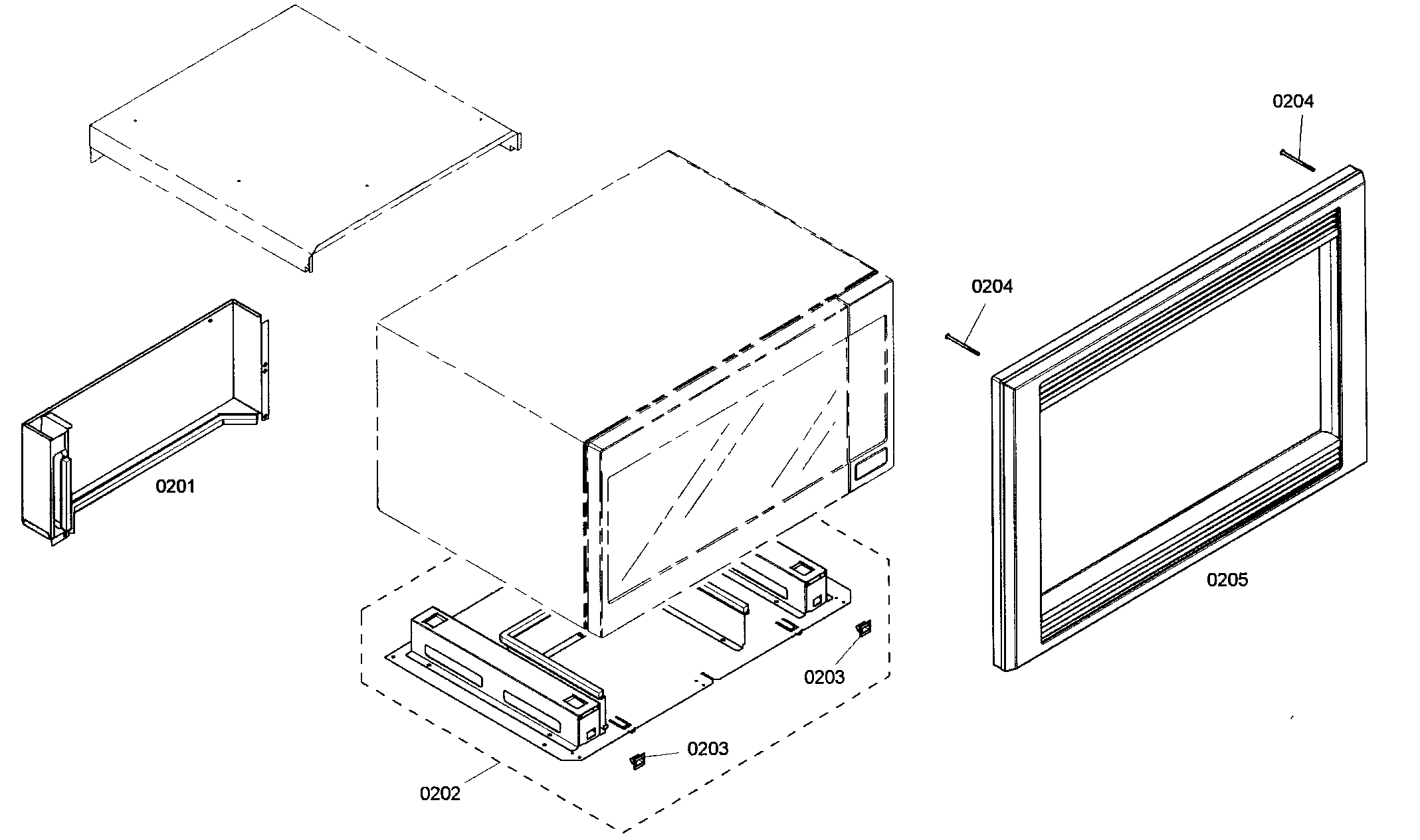 Thermador POMW30101 microwave cabinet parts 1 diagram