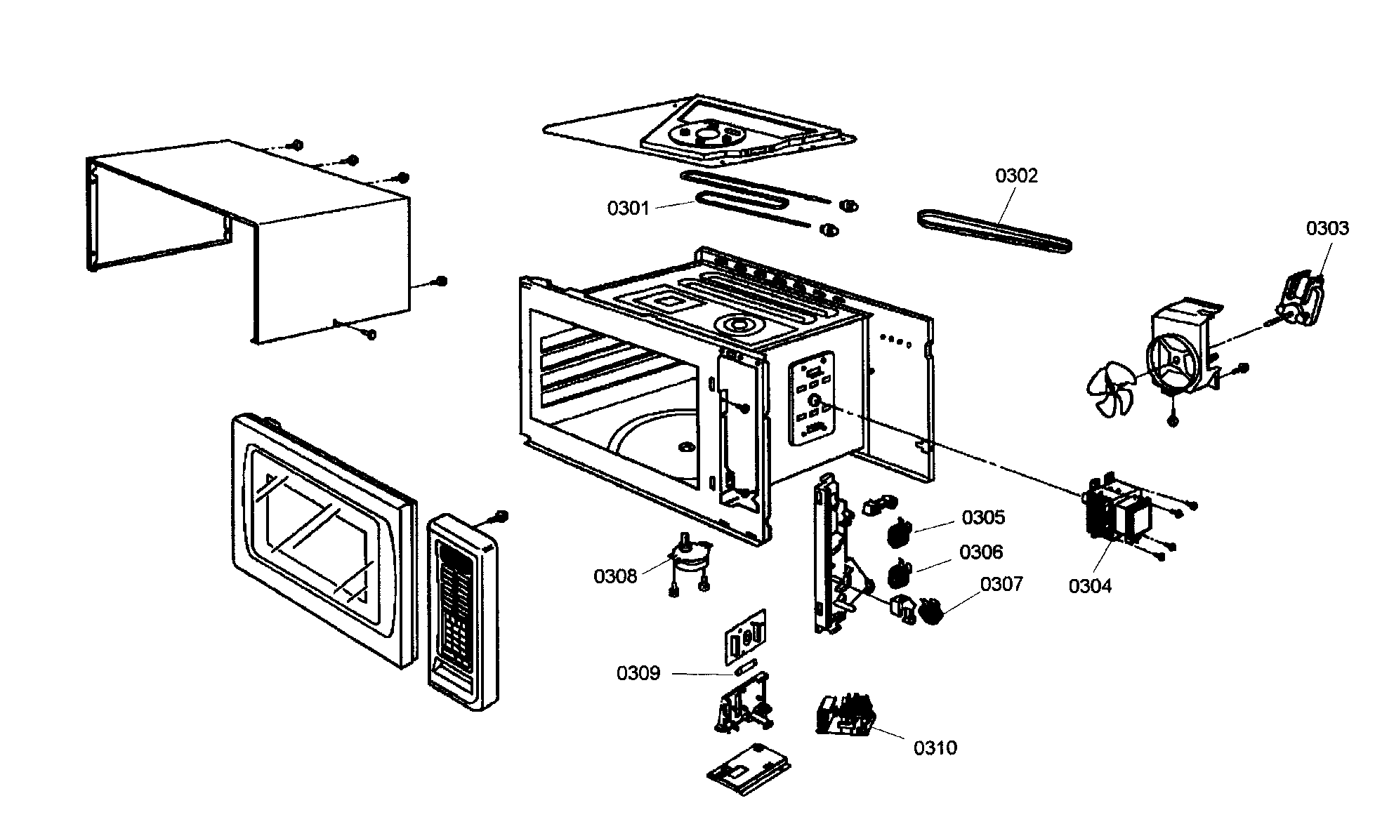 Thermador POMW30101 microwave cabinet parts 2 diagram