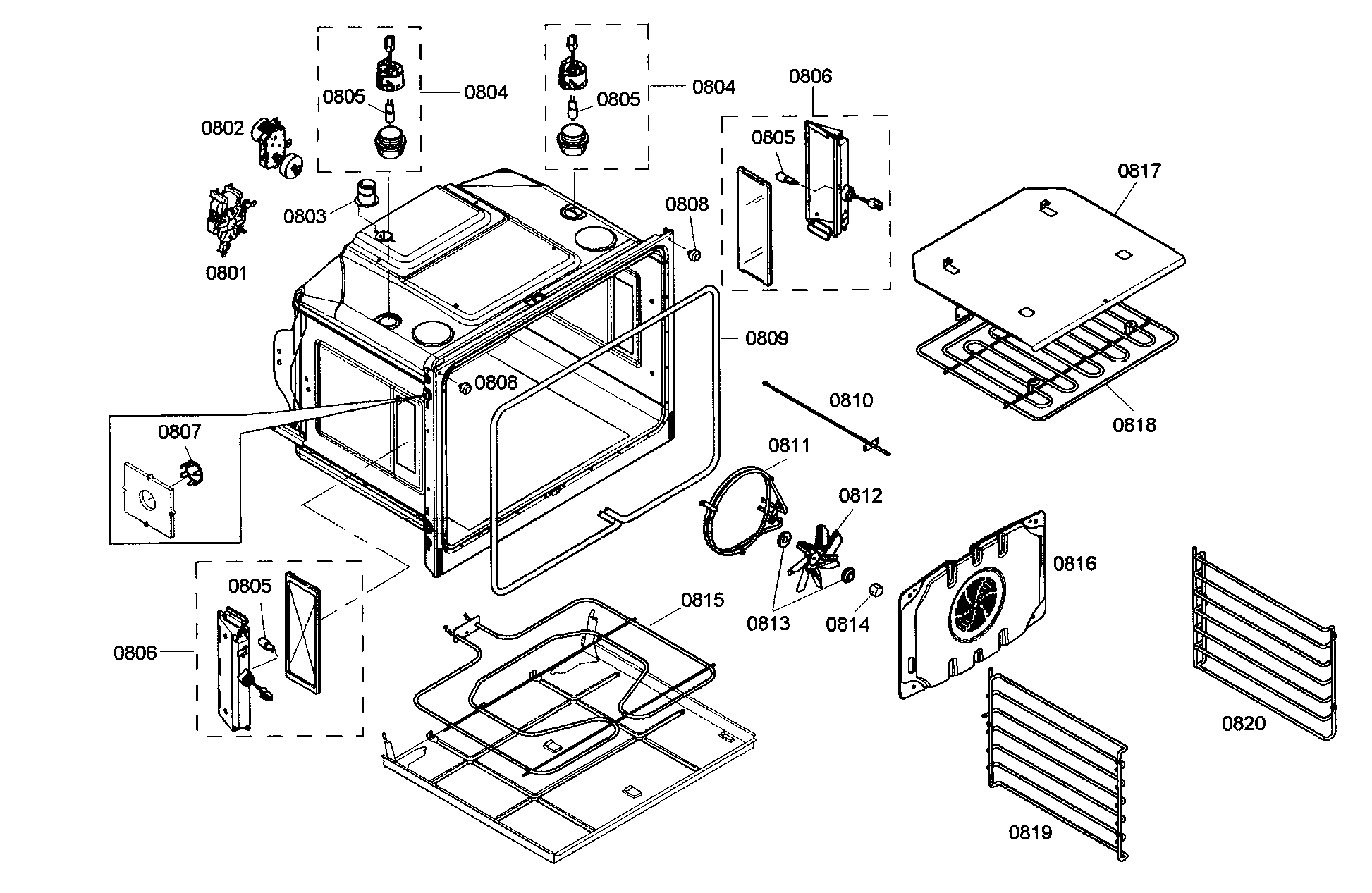 Thermador POMW30101 oven cabinet parts 1 diagram