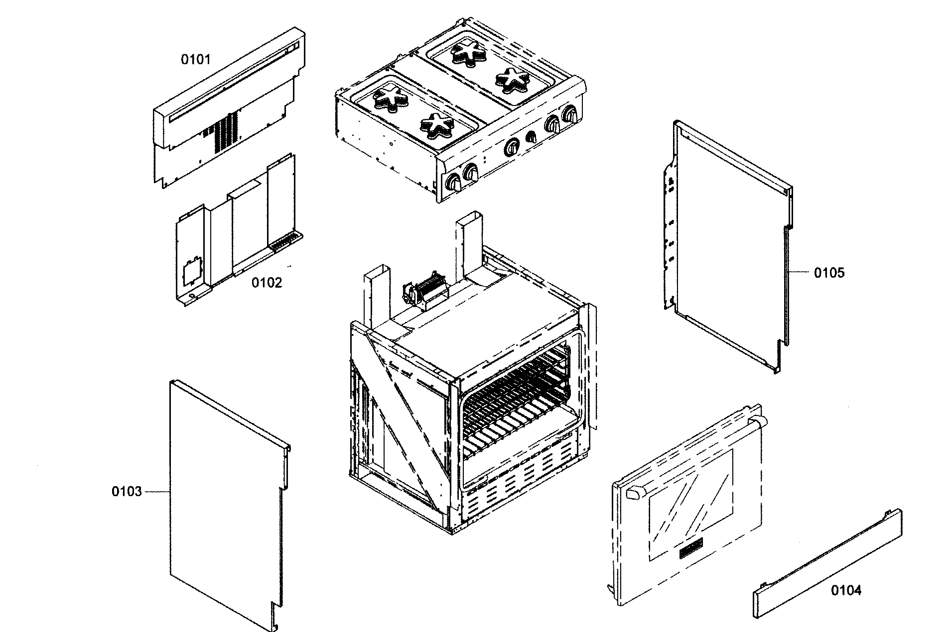 Thermador PRG304EH01 cabinet parts diagram