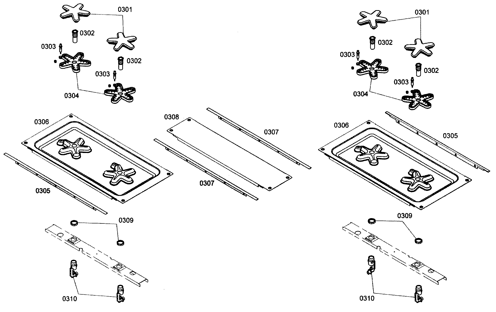 Thermador PRG304EH01 burner assy diagram