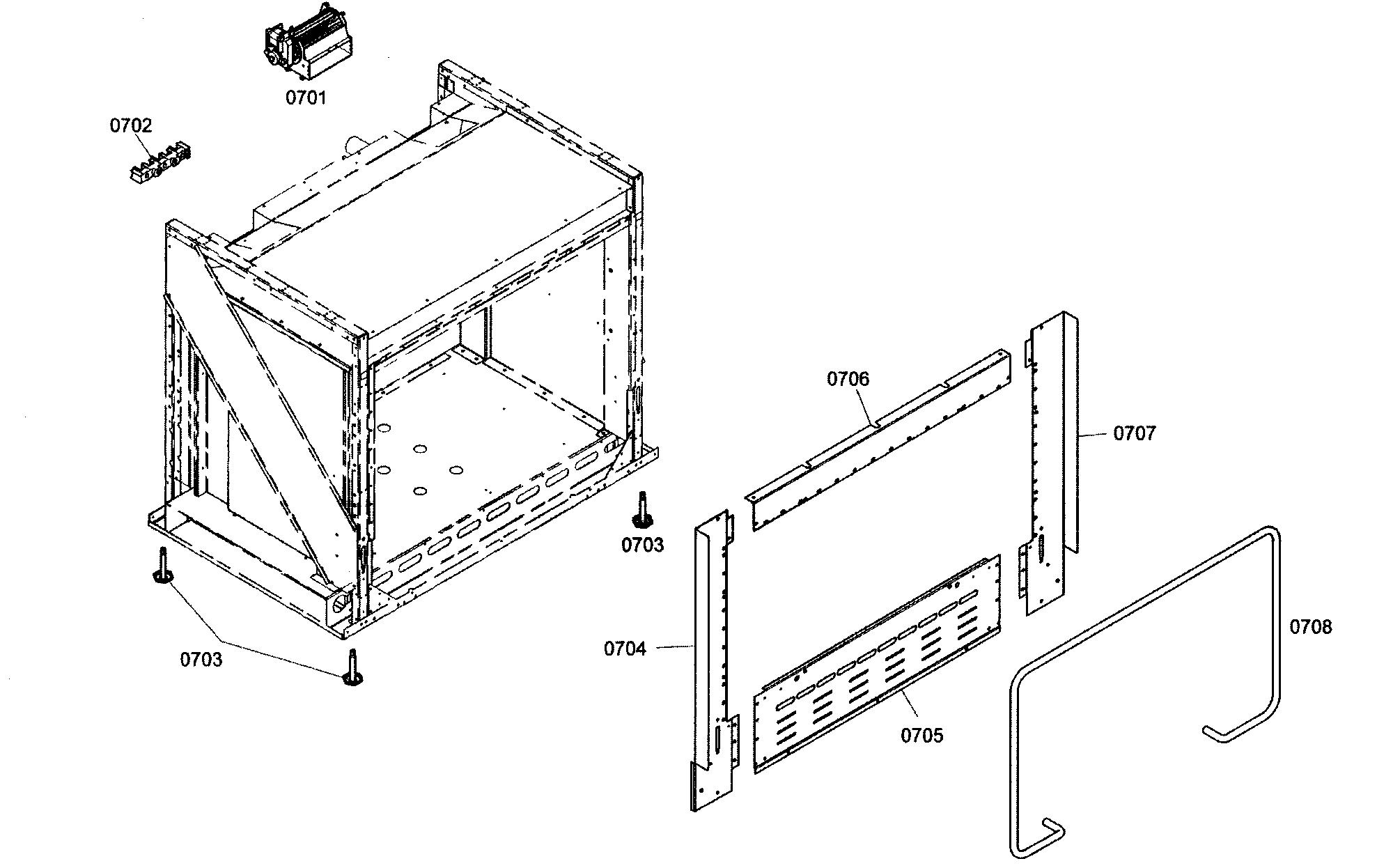 Thermador PRG304EH01 oven cabinet parts diagram