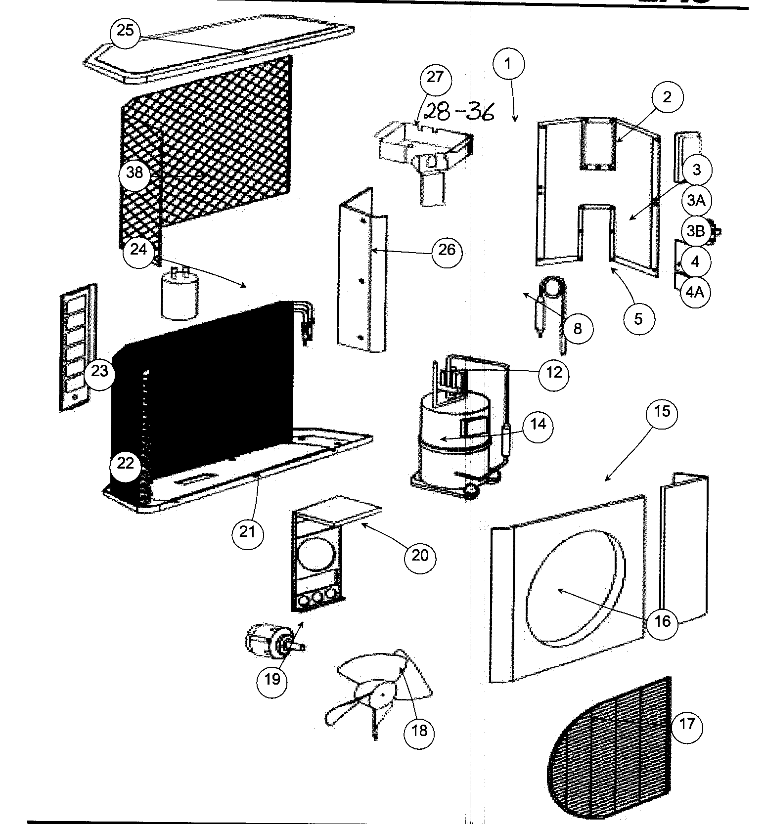 Carrier 38BNB018301 cabinet parts diagram