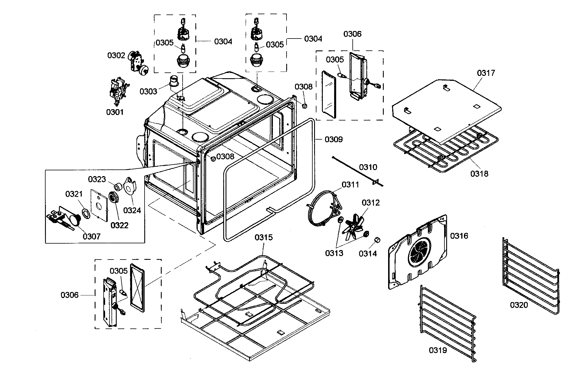 Thermador POD30201 top oven diagram