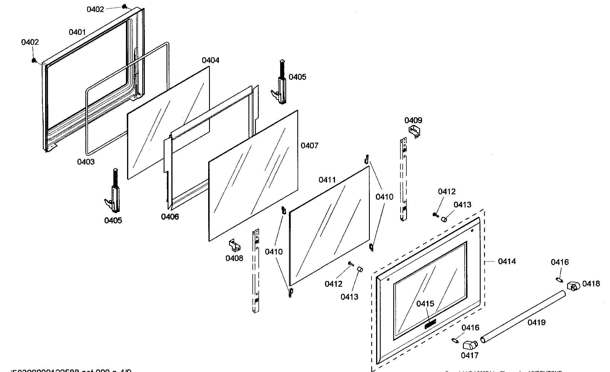 Thermador POD30201 top door assy diagram
