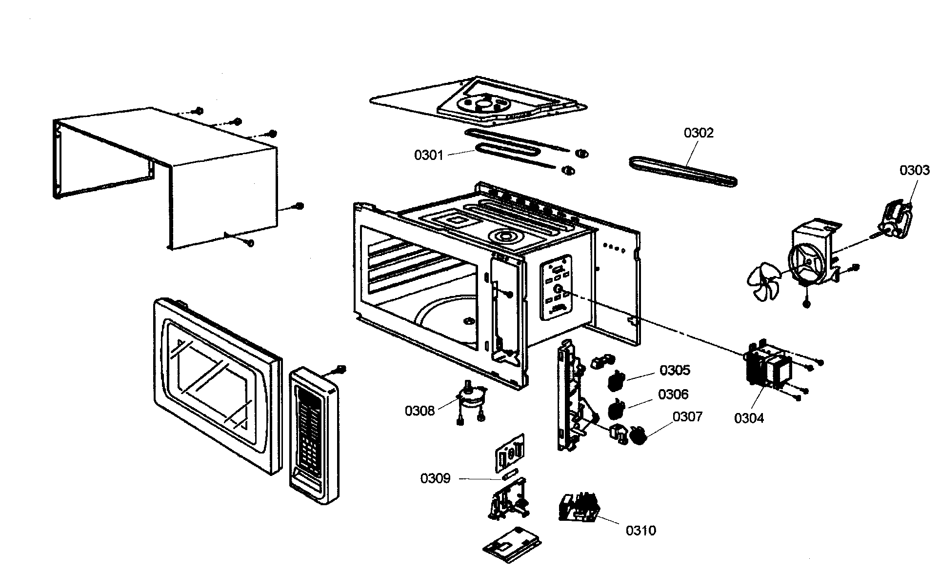 Thermador POM301/01 microwave cabinet parts diagram