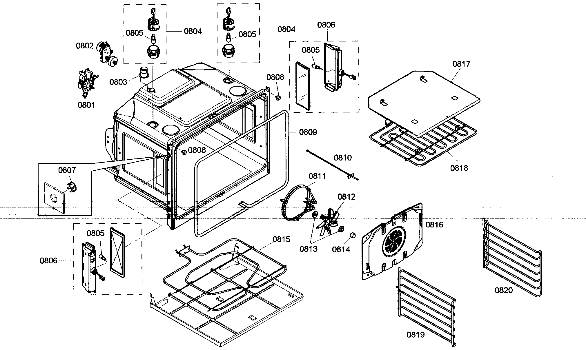 Thermador POM301/01 oven cabinet parts diagram