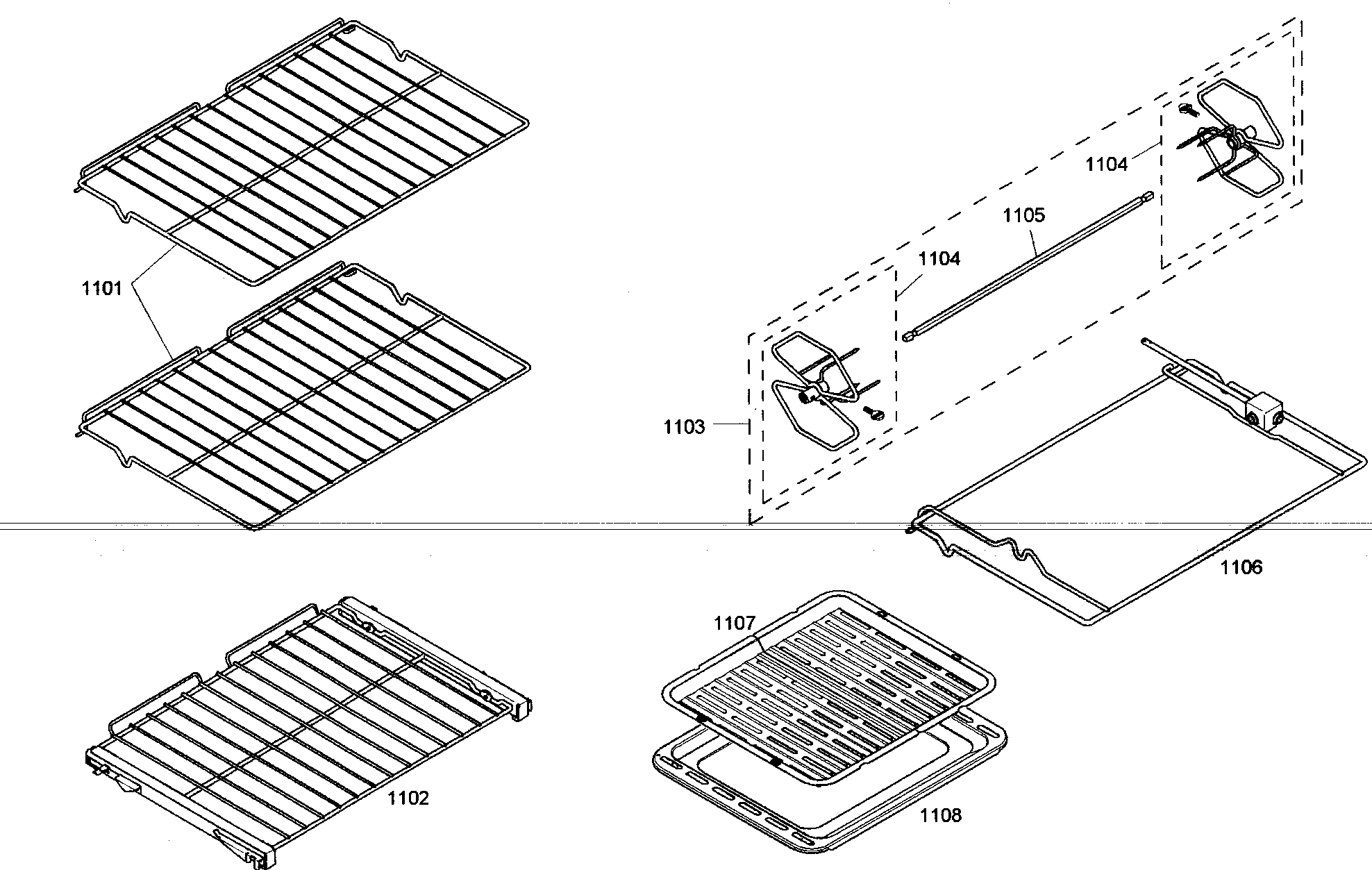 Thermador POM301/01 racks diagram