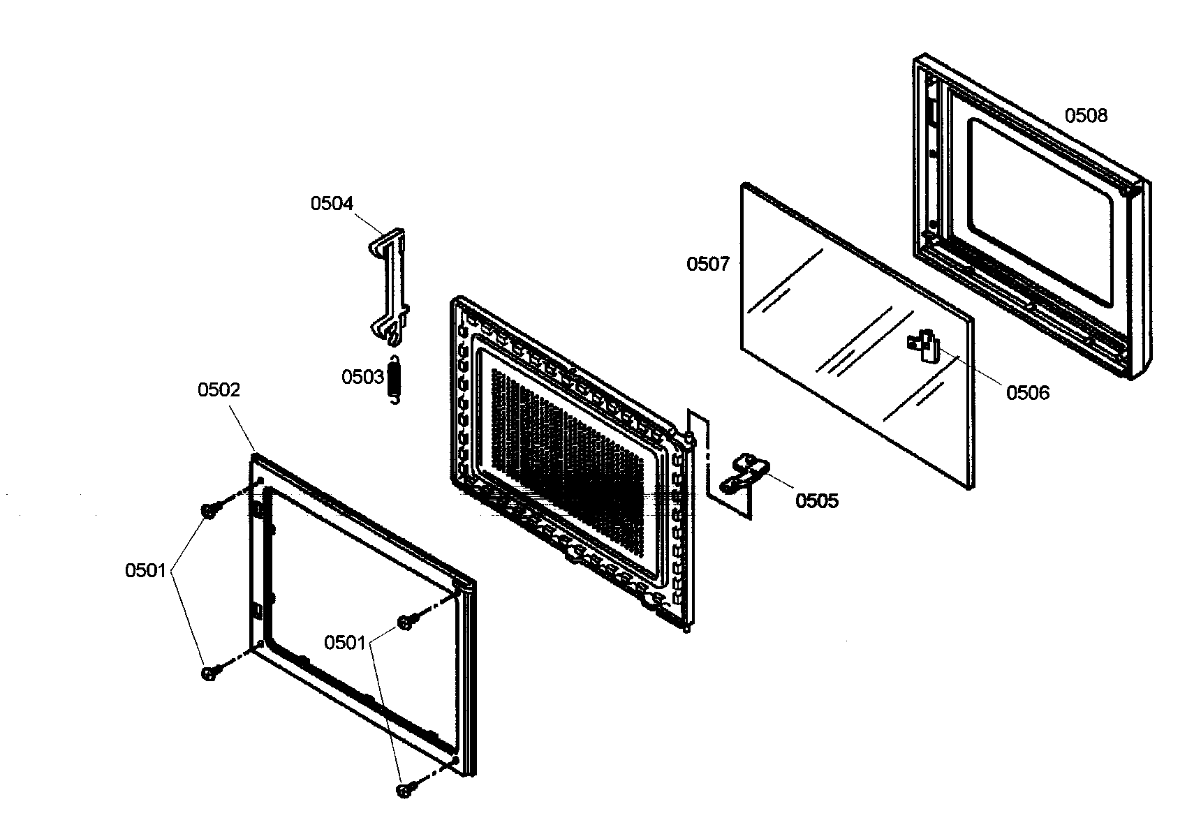 Thermador MEMCW301EB01 microwave door assy diagram