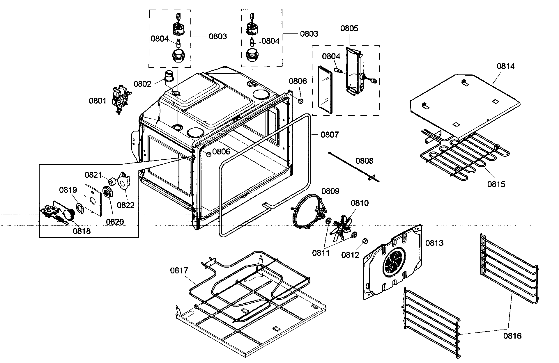 Thermador MEMCW301EB01 oven cabinet parts diagram