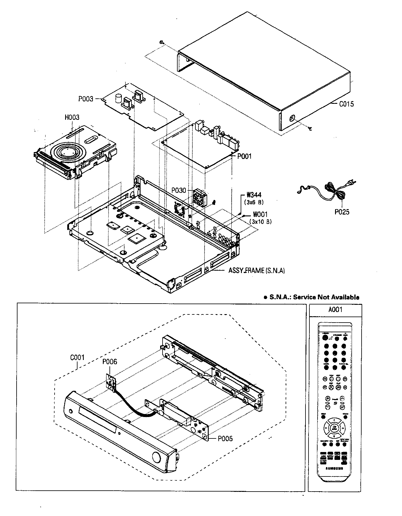 Samsung BD-P1400 cabinet parts diagram