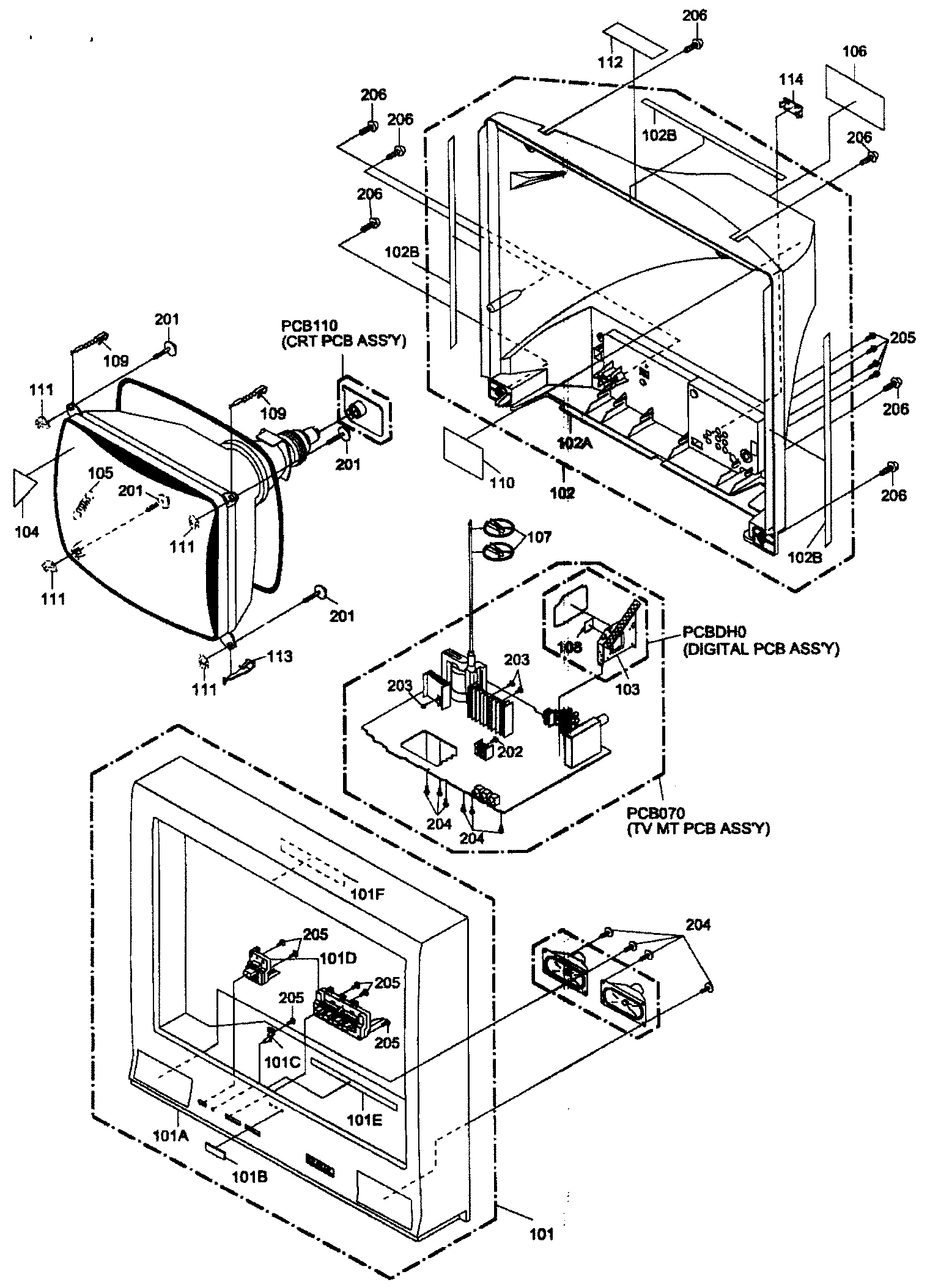 Sansui DFTV270A cabinet parts diagram