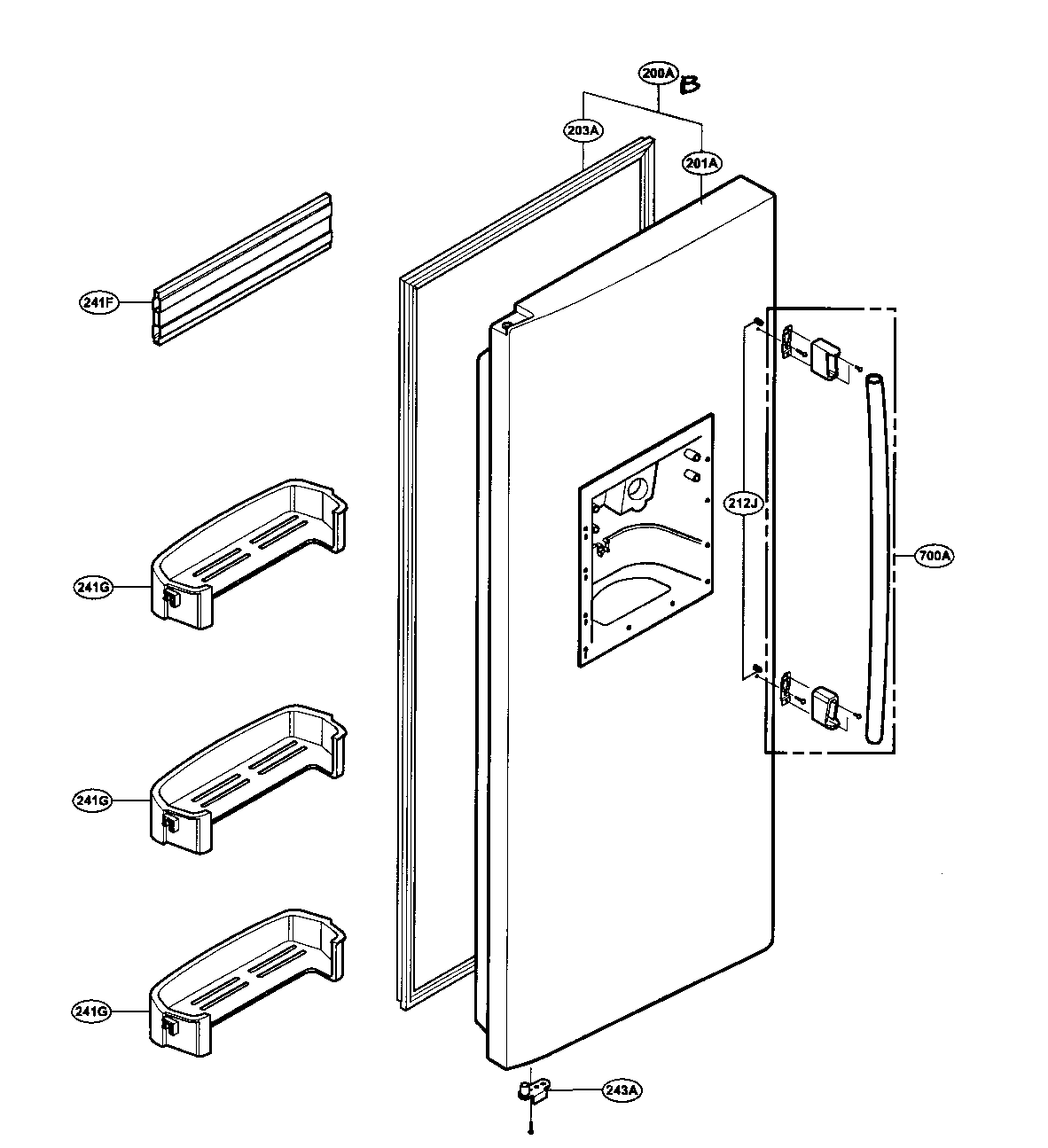 Kenmore 79531006700 freezer door diagram