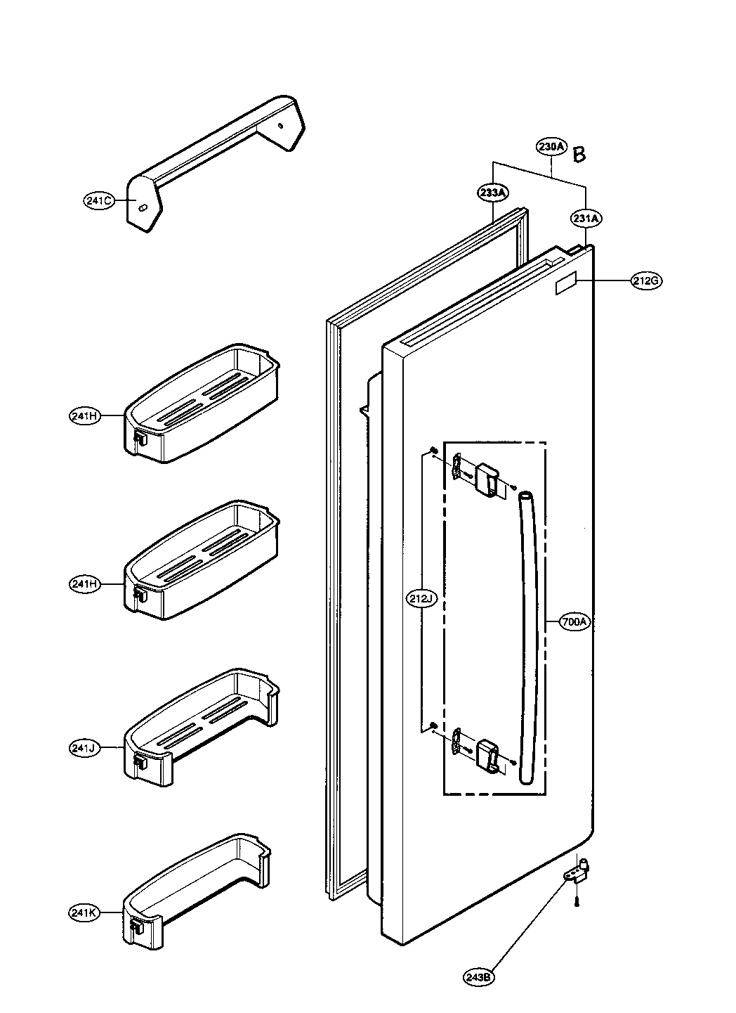 Kenmore 79531006700 refrigerator door diagram