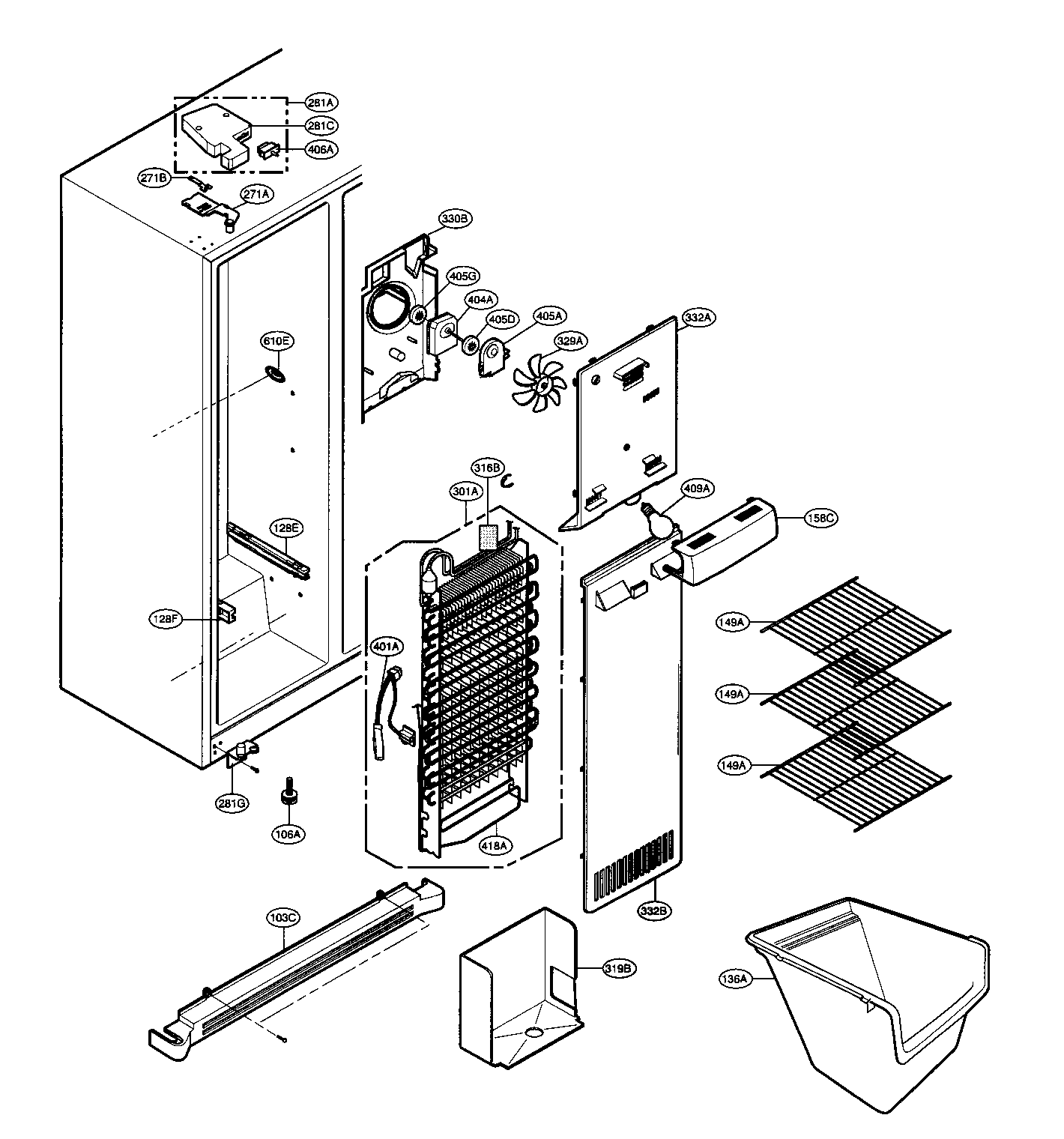 Kenmore 79531006700 freezer asy diagram