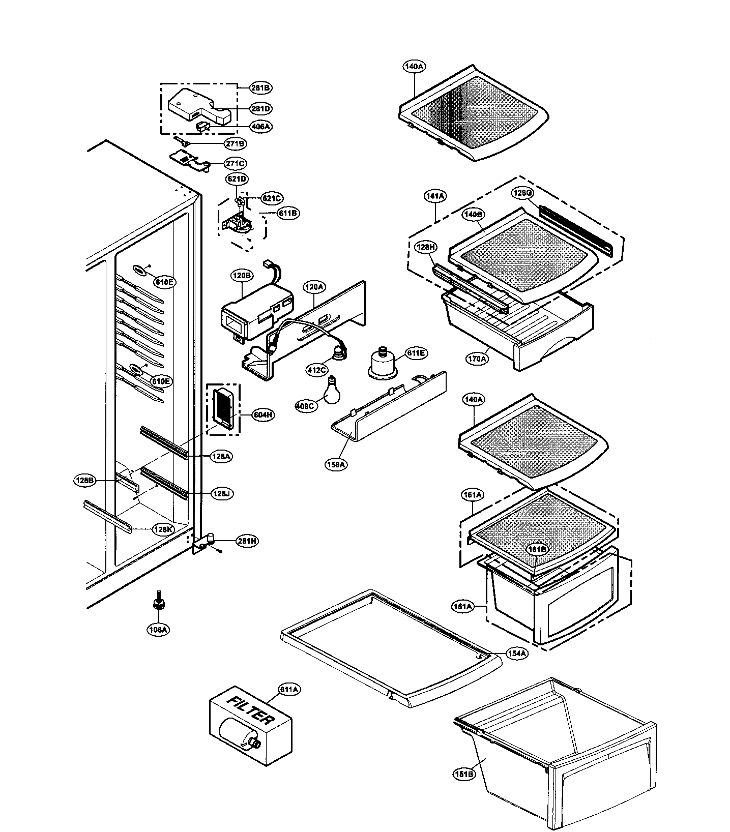 Kenmore 79531006700 refrigerator assy diagram