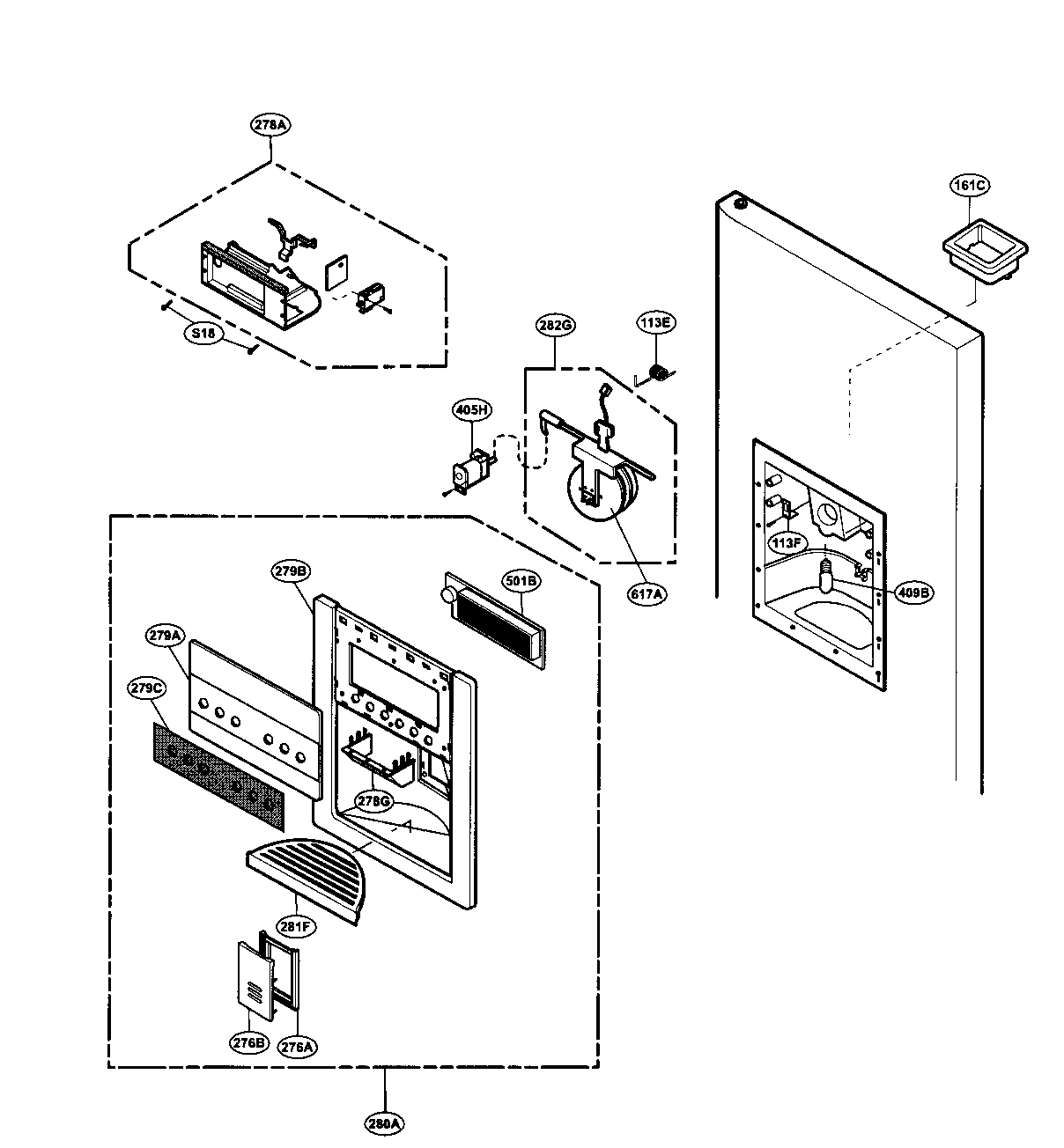 Kenmore 79531006700 dispenser asy diagram