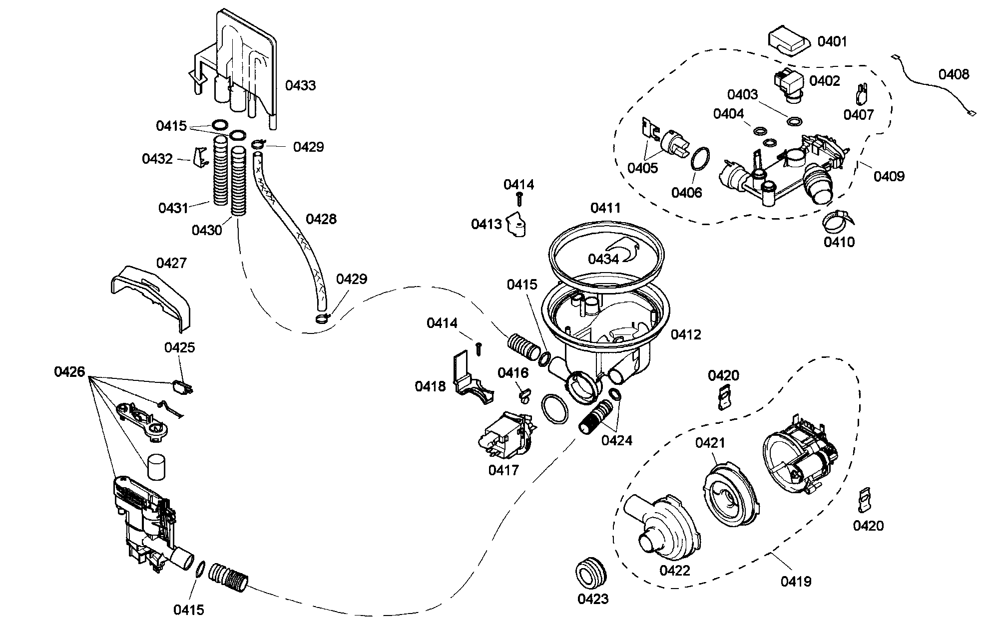 Bosch SHE43M05UC/48 pump assy diagram