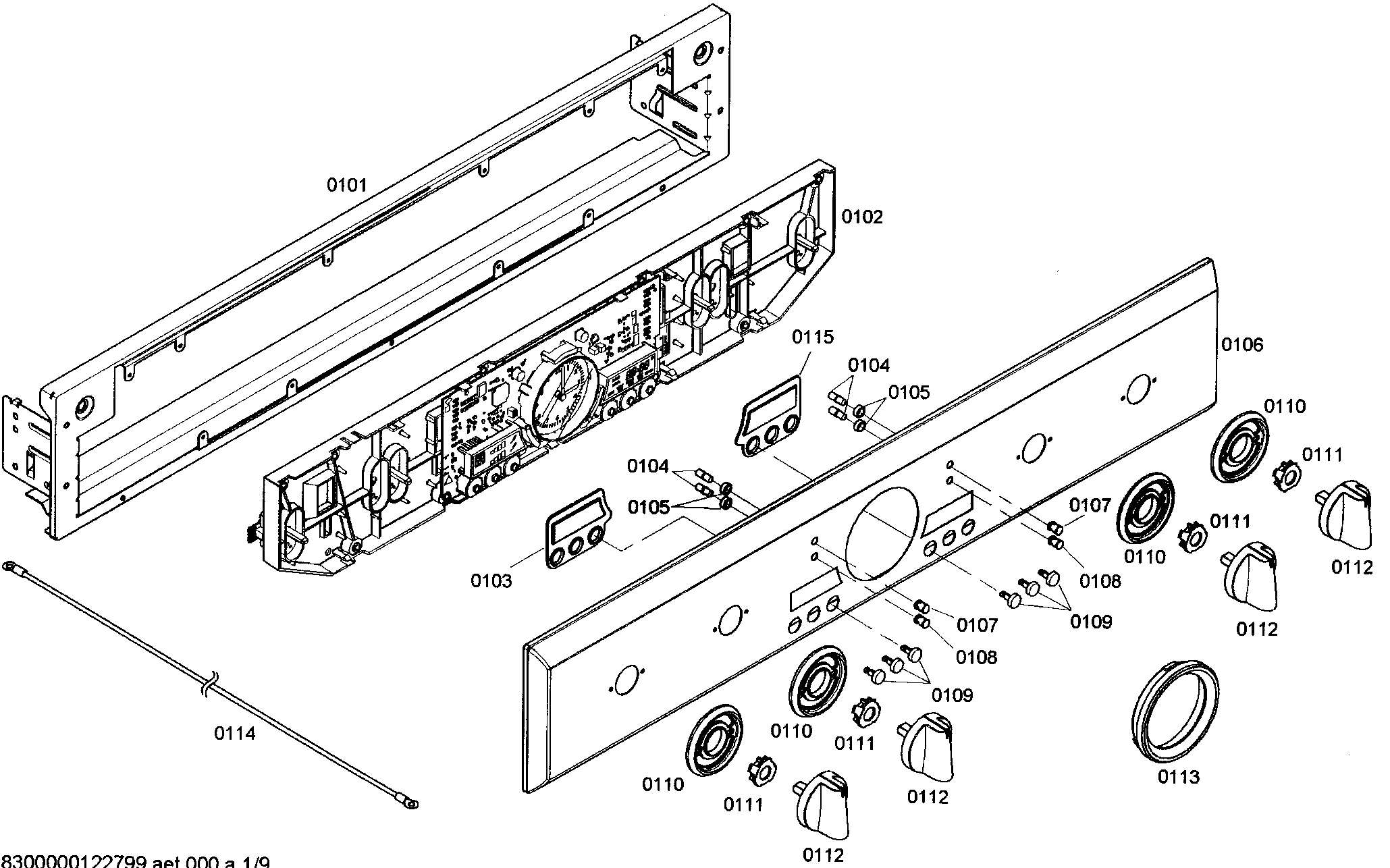Thermador PODC30201 control panel diagram