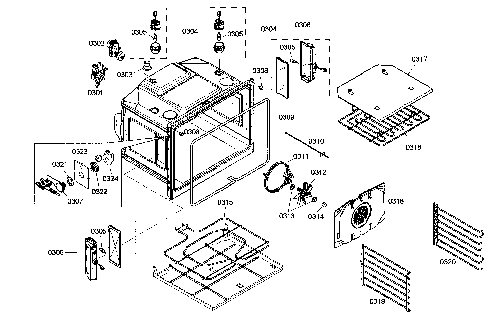 Thermador PODC30201 oven cabinet diagram