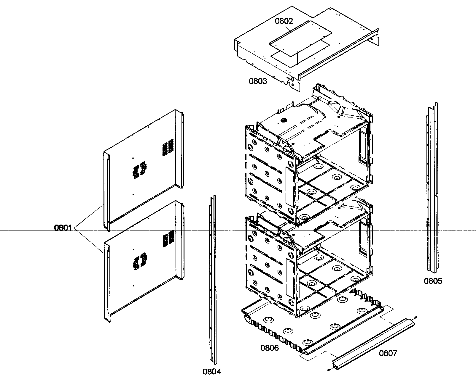 Thermador PODC30201 mounting assy diagram