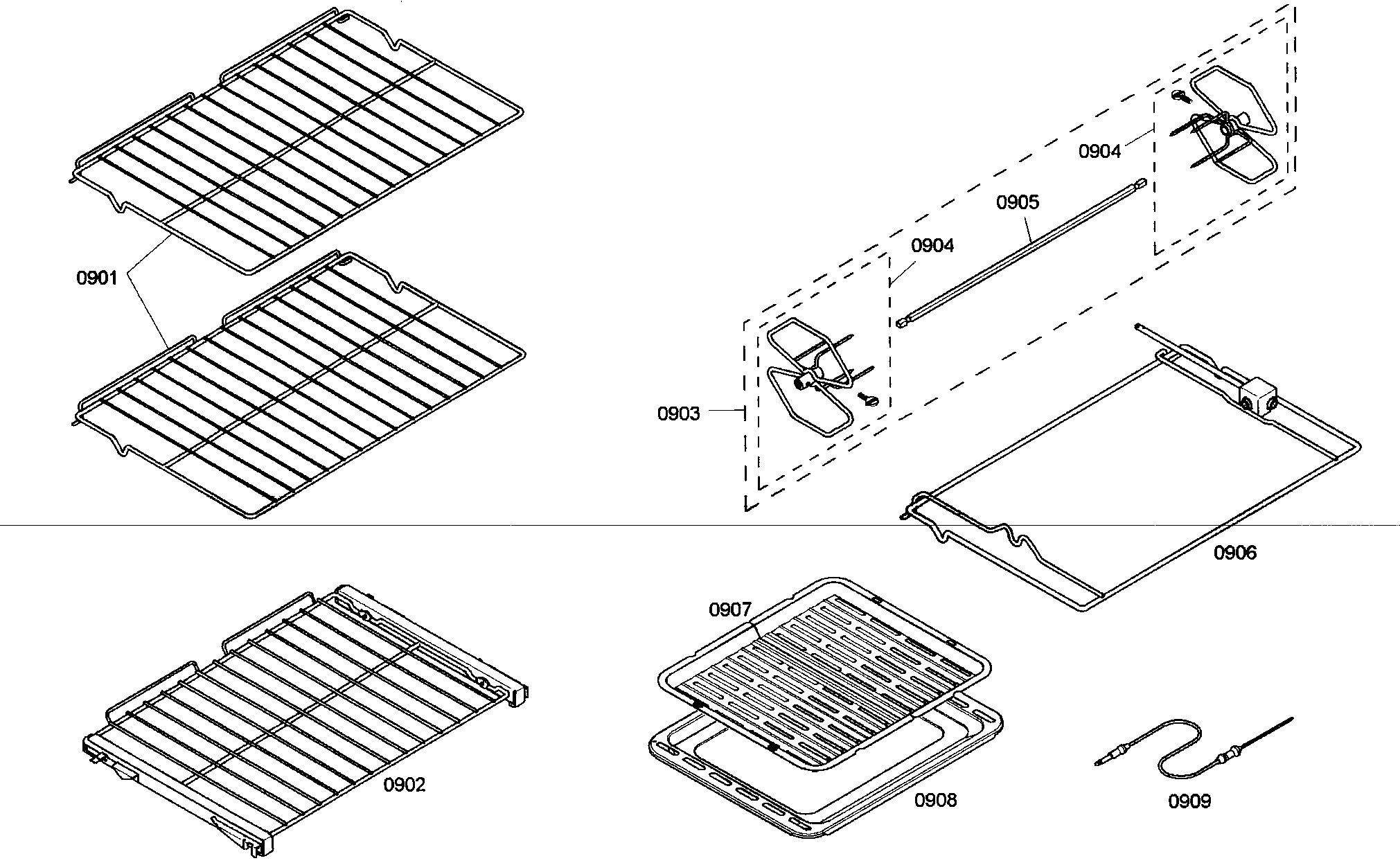 Thermador PODC30201 racks diagram