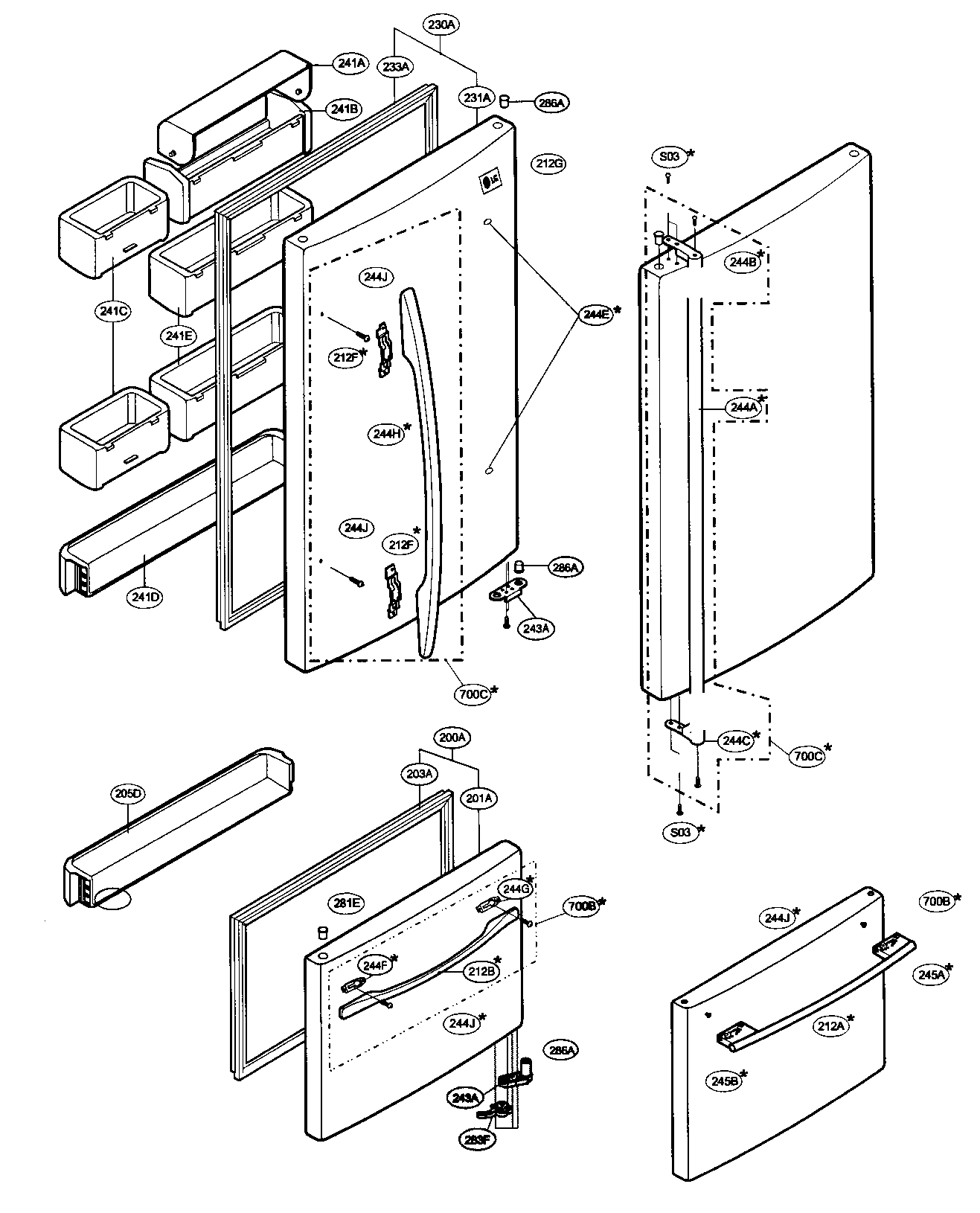 LG LRBC22522ST door parts diagram