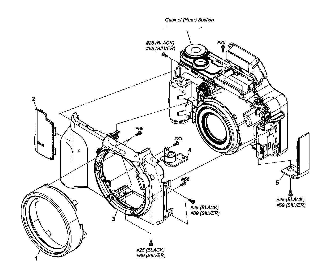 Sony DSC-H3 front cabinet parts diagram