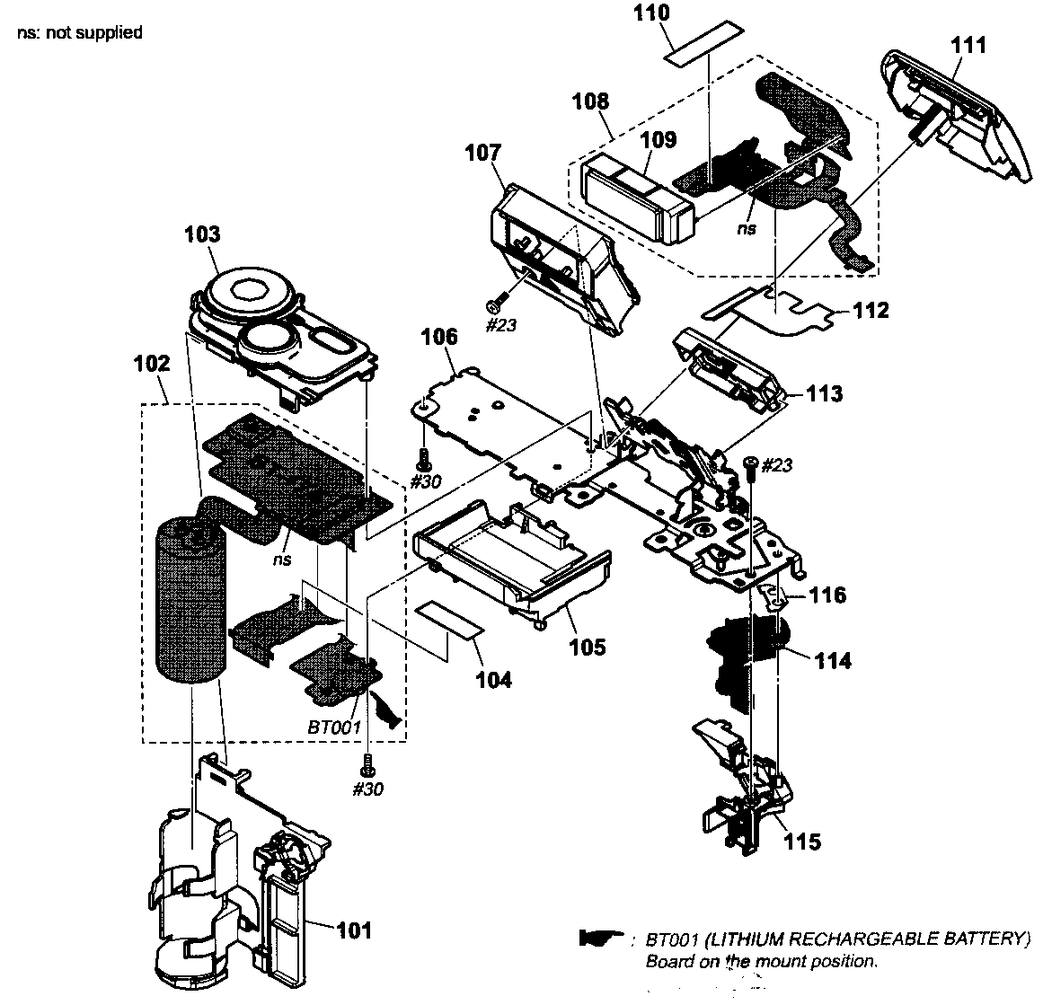 Sony DSC-H3 upper cabinet diagram