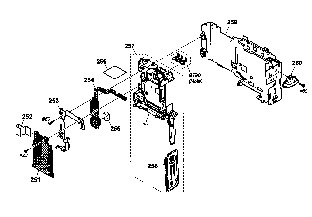 Sony DSC-H3 bt holder assy diagram