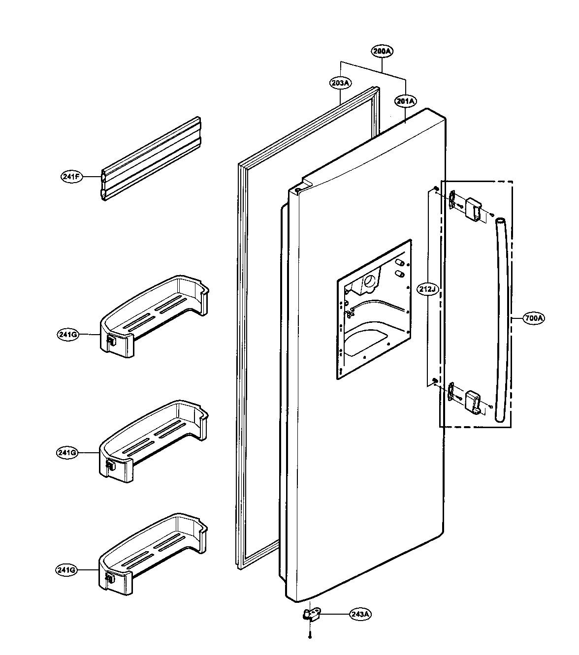 Kenmore 79531002700 freezer door diagram