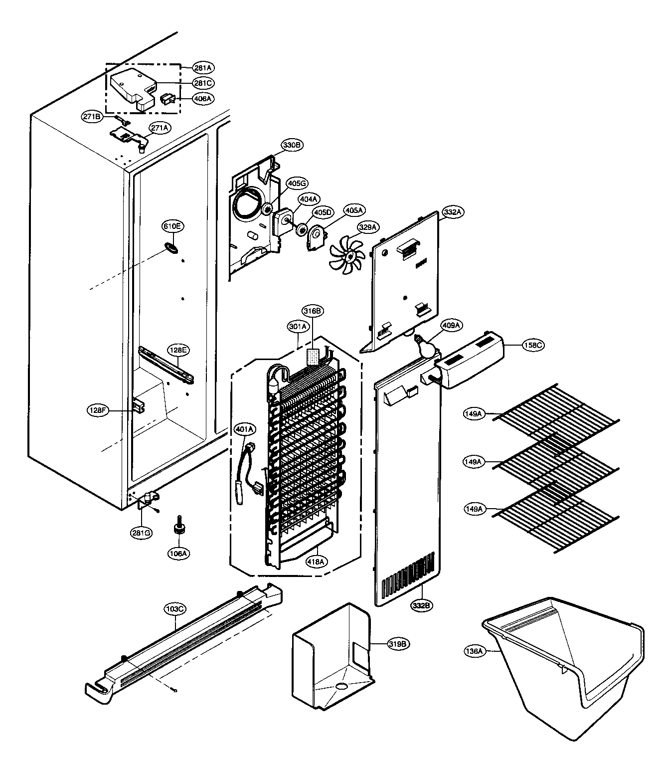 Kenmore 79531002700 freezer compartment diagram