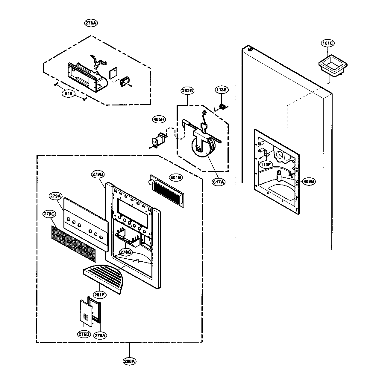 Kenmore 79531002700 dispenser parts diagram