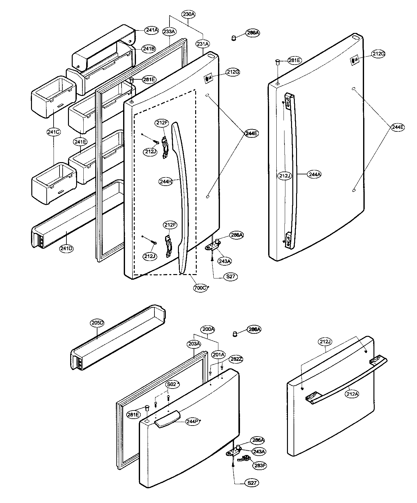 LG LBN22515SB/00 door parts diagram