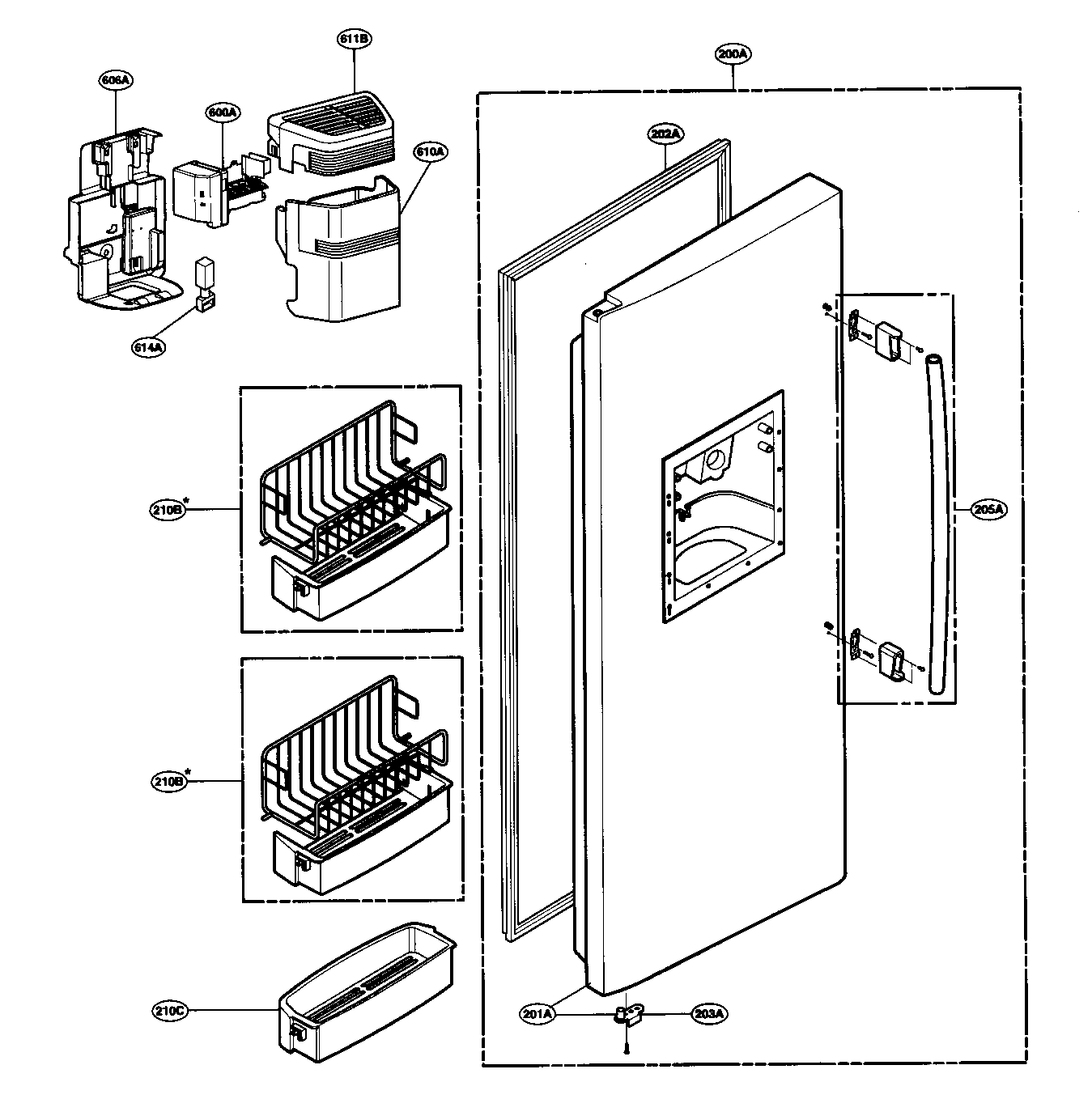 Kenmore 79539113600 freezer door parts diagram