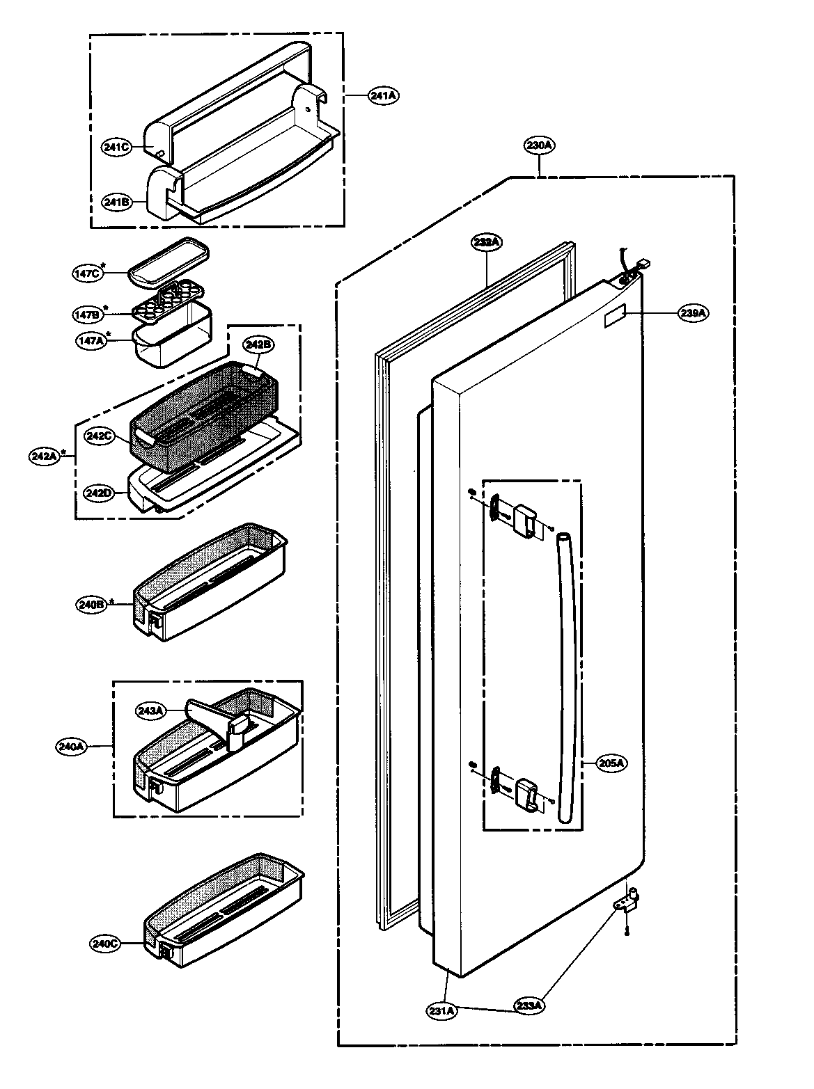 Kenmore 79539113600 refrigerator door parts diagram