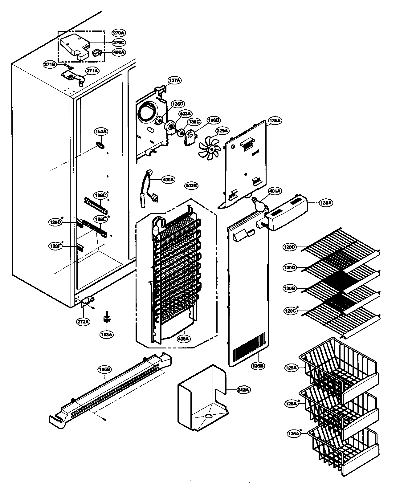 Kenmore 79539113600 freezer compartment diagram